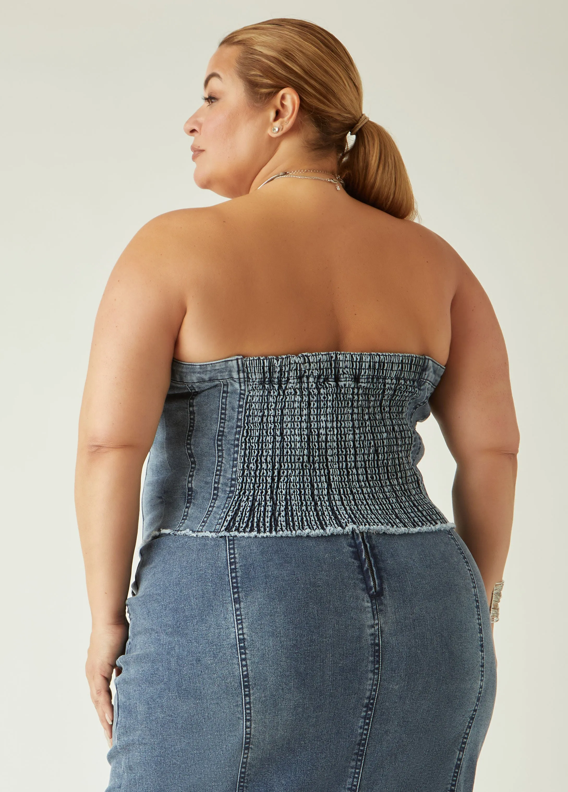 Strapless Denim Bustier Top sold by Ashley Stewart product image thumbnail 2
