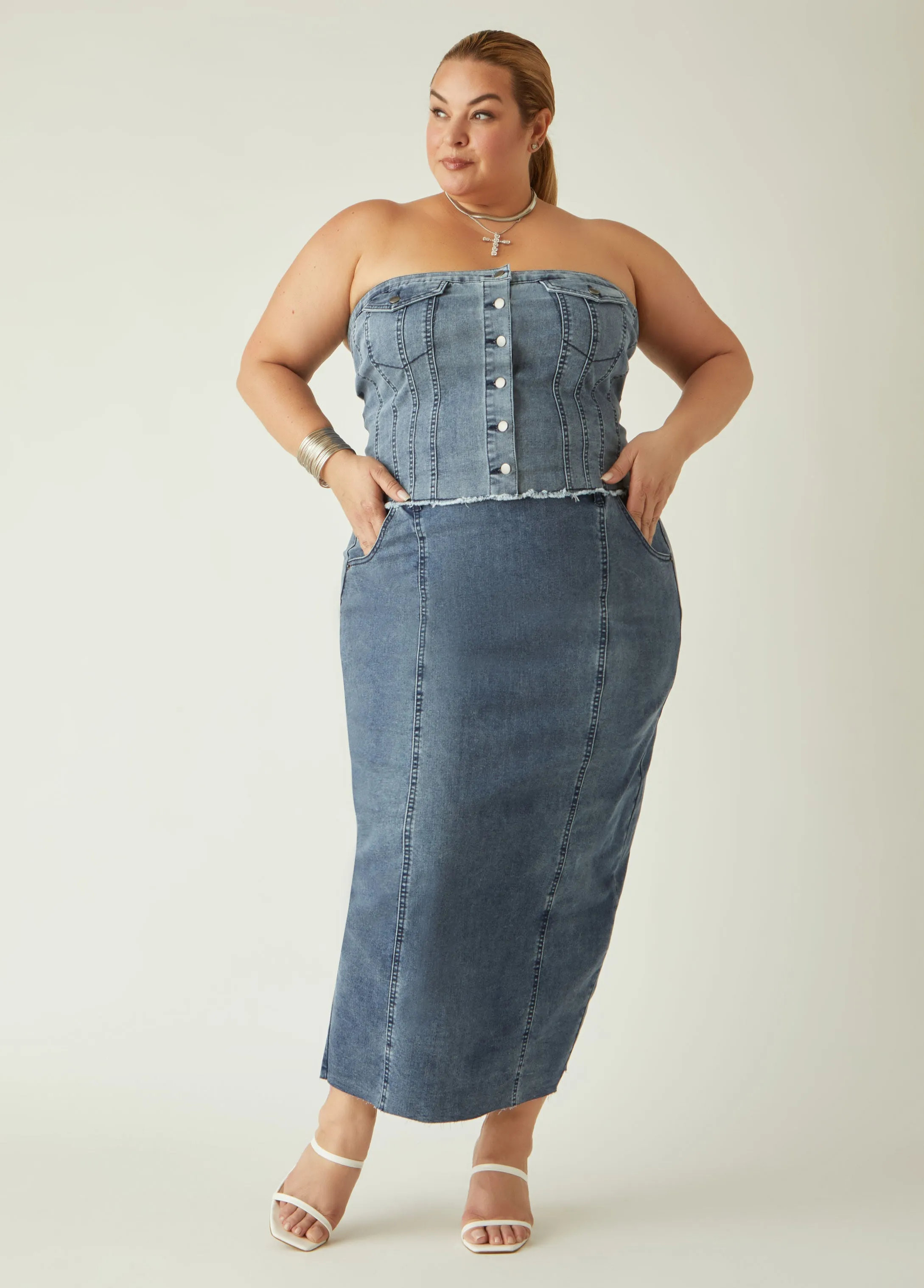 Strapless Denim Bustier Top sold by Ashley Stewart product image thumbnail 3