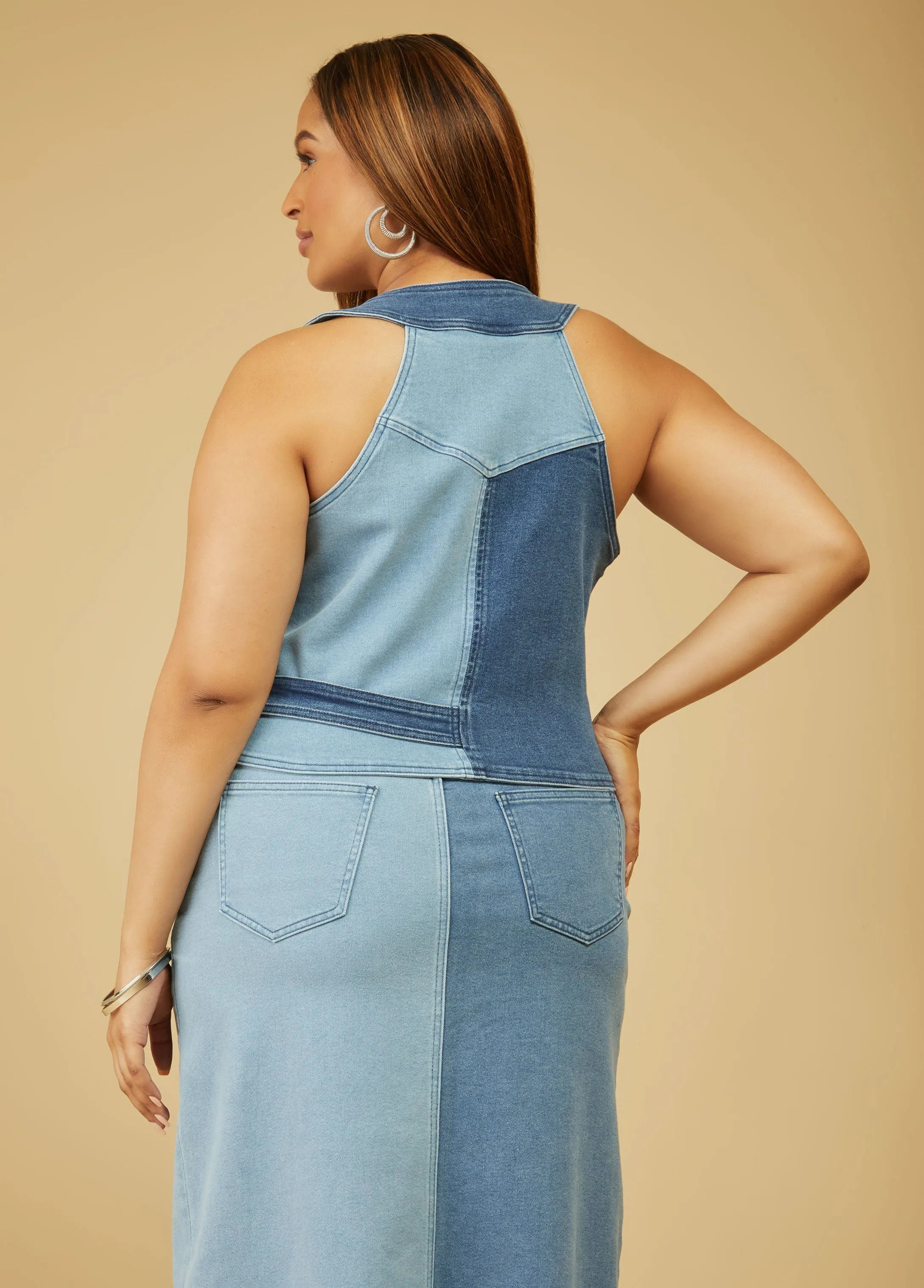 Colorblock Wrap Denim Vest sold by Ashley Stewart product image thumbnail 2