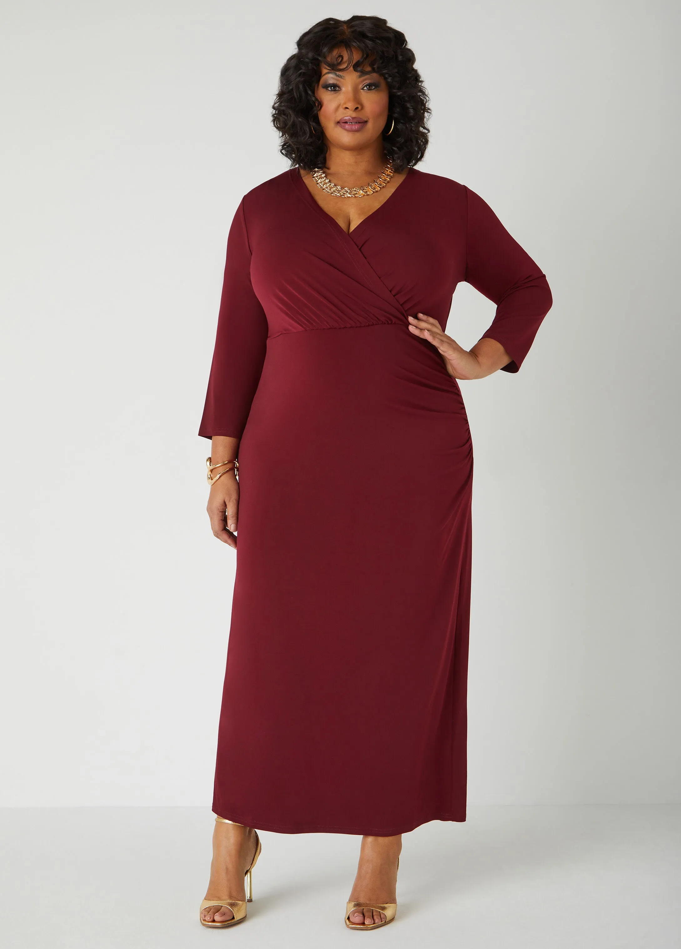Faux Wrap Maxi Stretch Knit Dress sold by Ashley Stewart