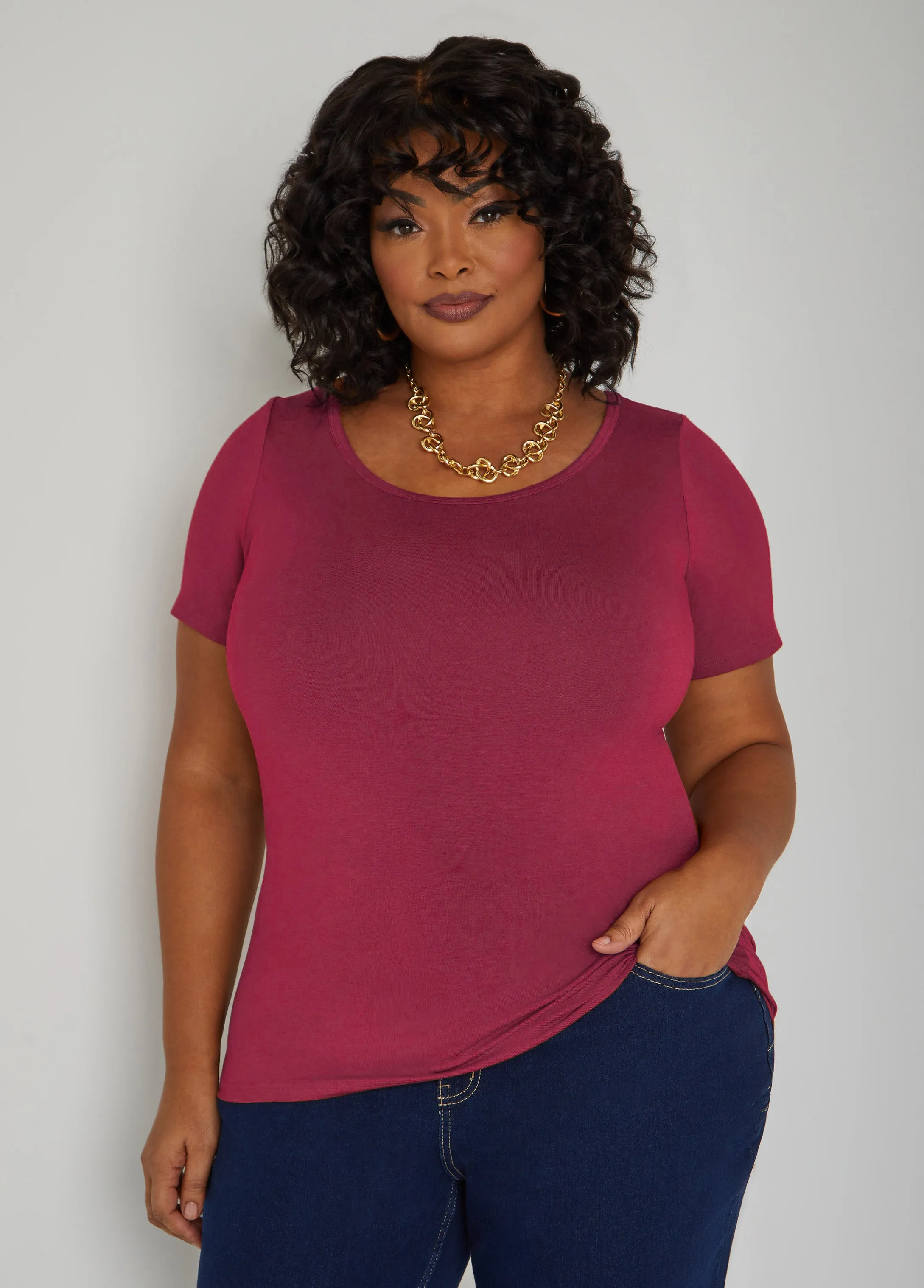 The Basic Scoop Neck Tee sold by Ashley Stewart product image thumbnail 5