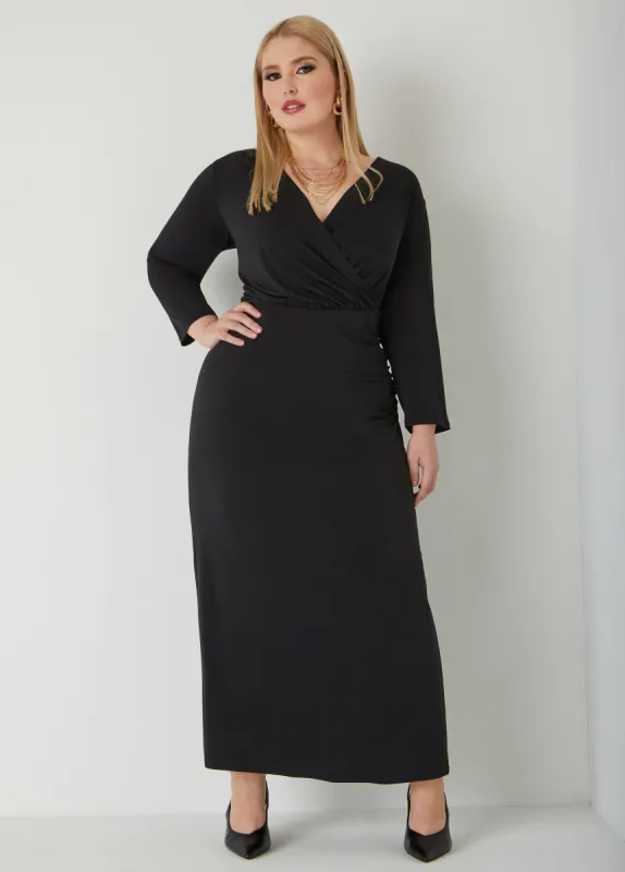 Faux Wrap Stretch Knit Maxi Dress sold by Ashley Stewart