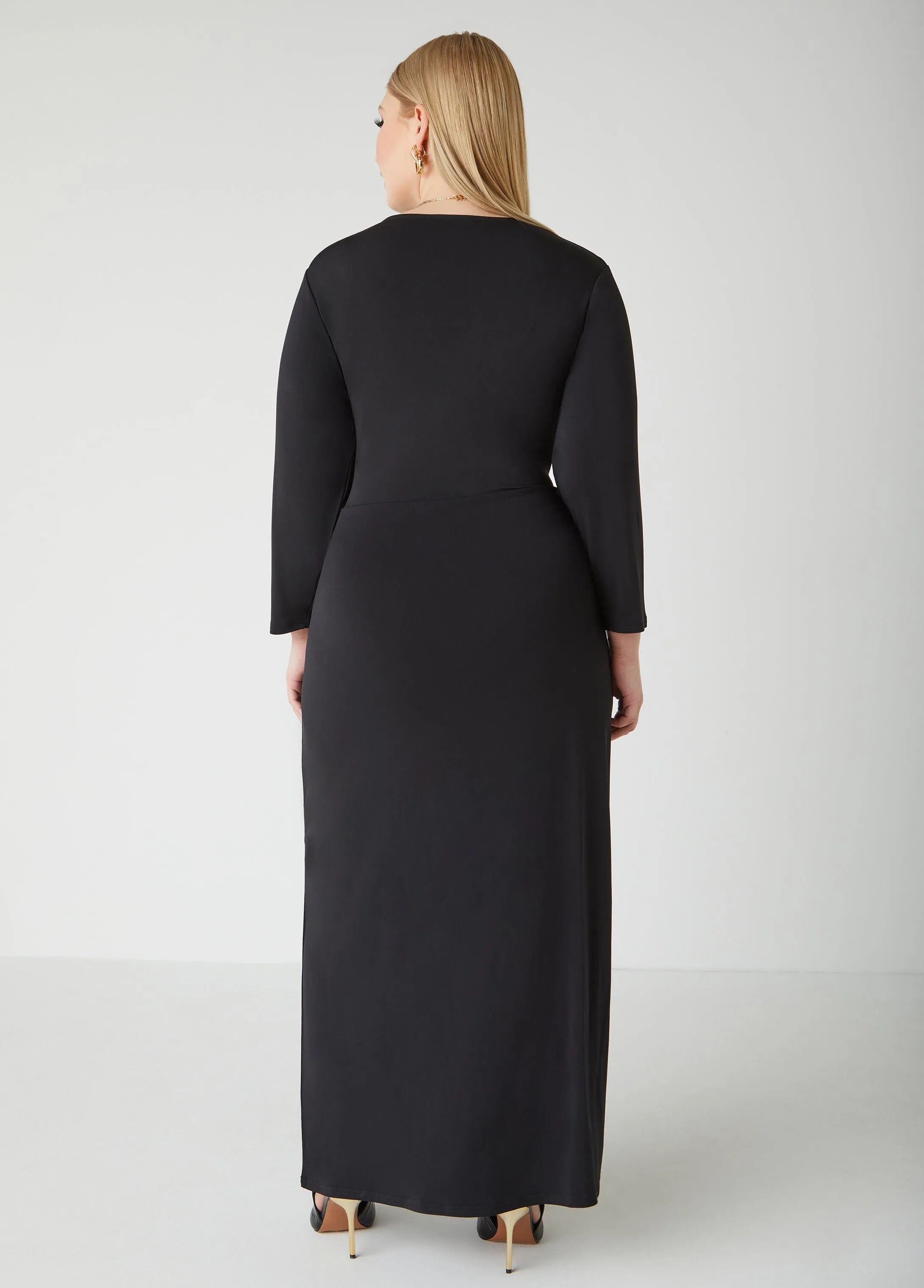 Faux Wrap Stretch Knit Maxi Dress sold by Ashley Stewart product image thumbnail 2