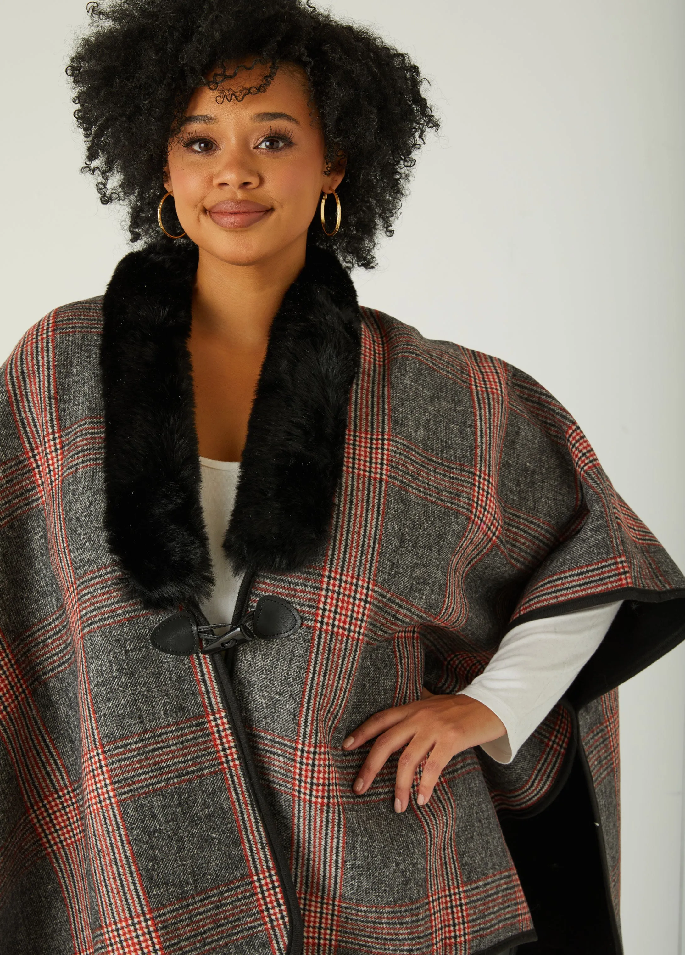 Jones New York Plaid Ruana sold by Ashley Stewart product image thumbnail 3