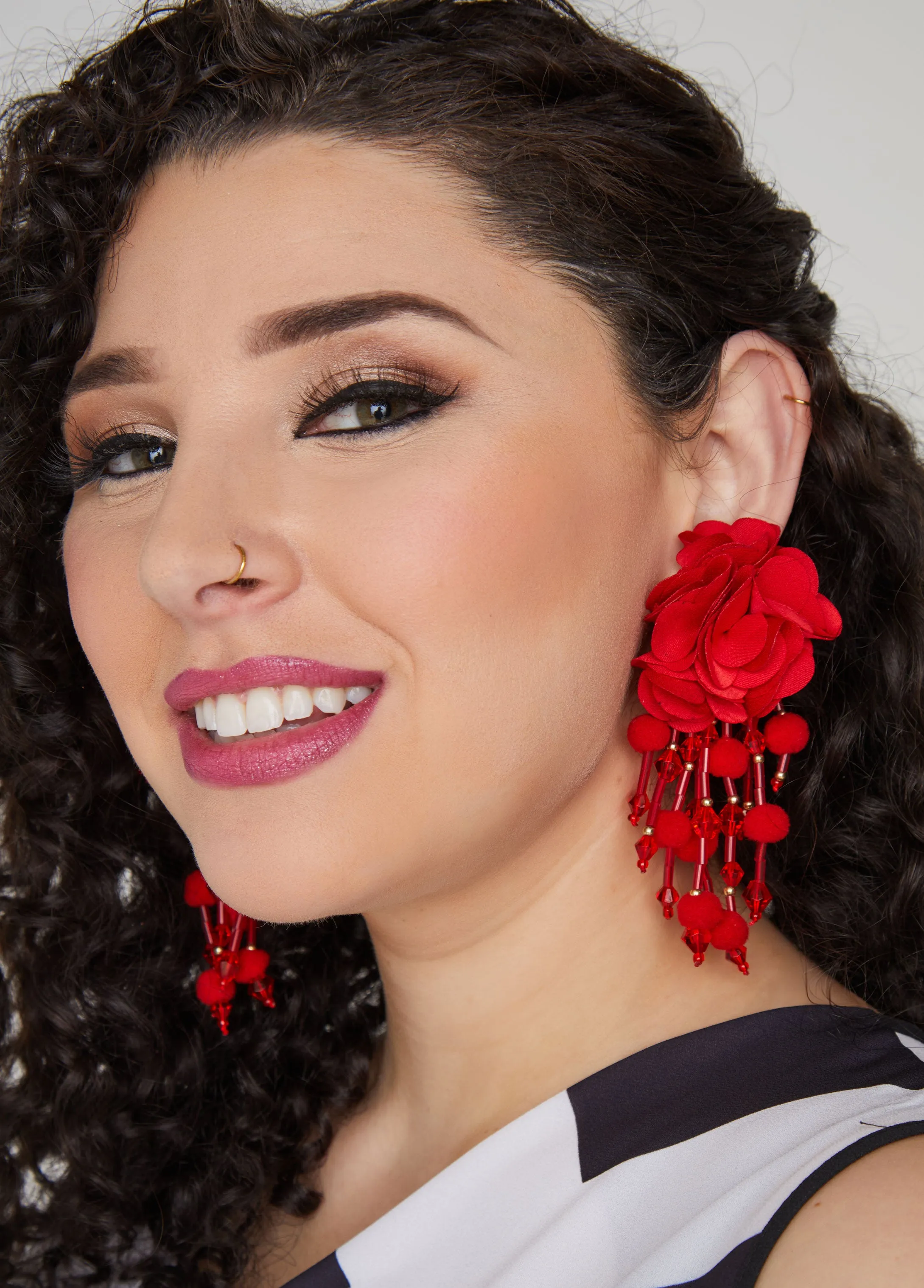 Fringed Floral Drop Earrings sold by Ashley Stewart