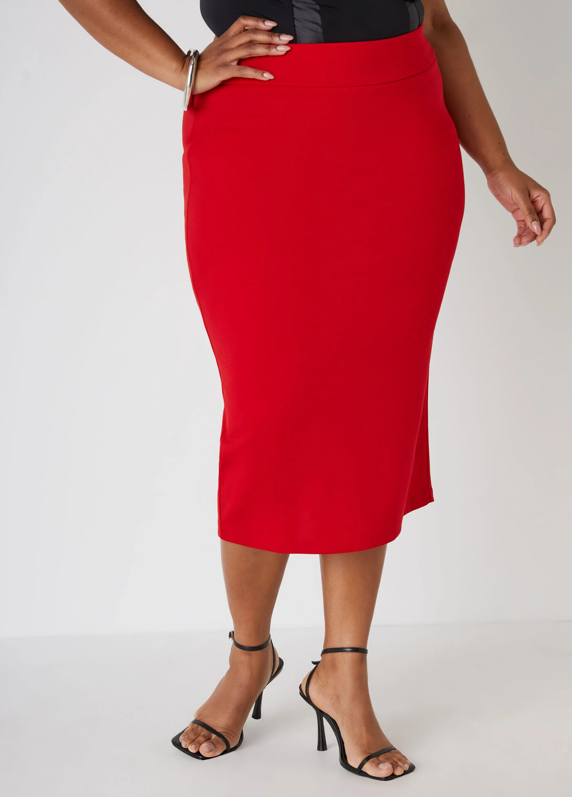 High Waist Midi Pencil Skirt sold by Ashley Stewart product image thumbnail 3