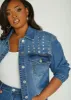 Grommet Denim Jacket sold by Ashley Stewart