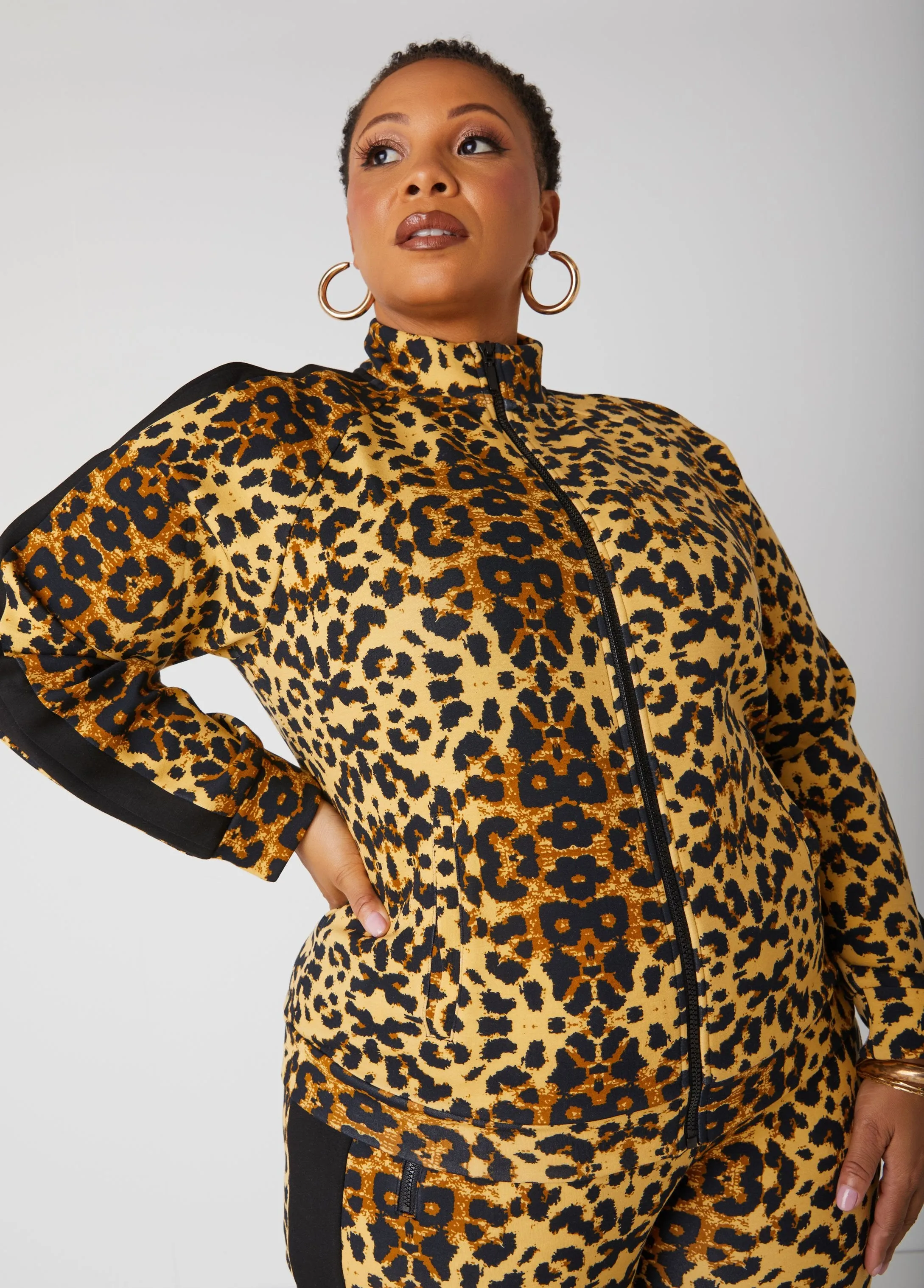Animal Cold Shoulder Track Jacket sold by Ashley Stewart