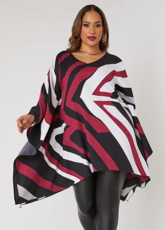 Printed V Neck Poncho sold by Ashley Stewart