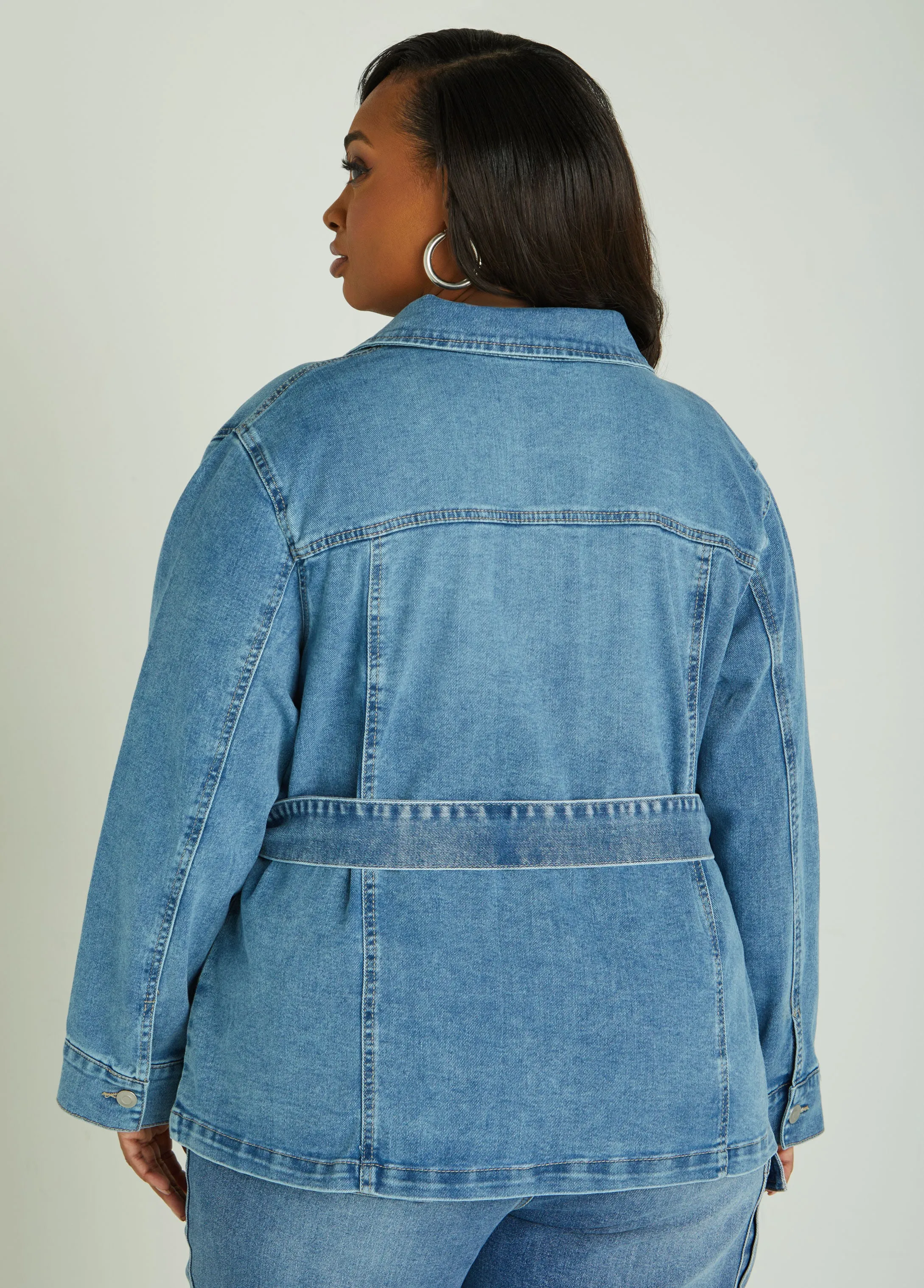 Belted Denim Shacket sold by Ashley Stewart product image thumbnail 2