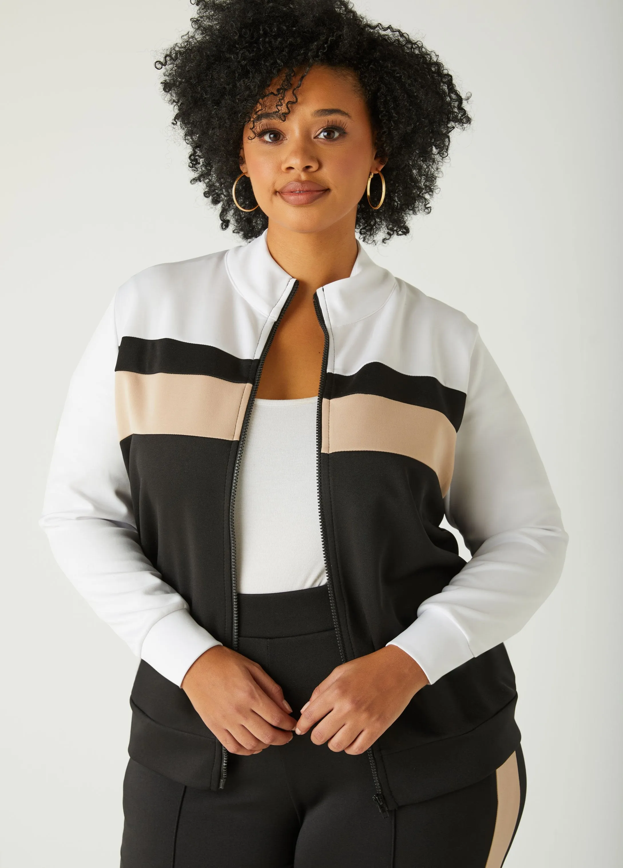 Colorblock Zip Front Track Jacket sold by Ashley Stewart