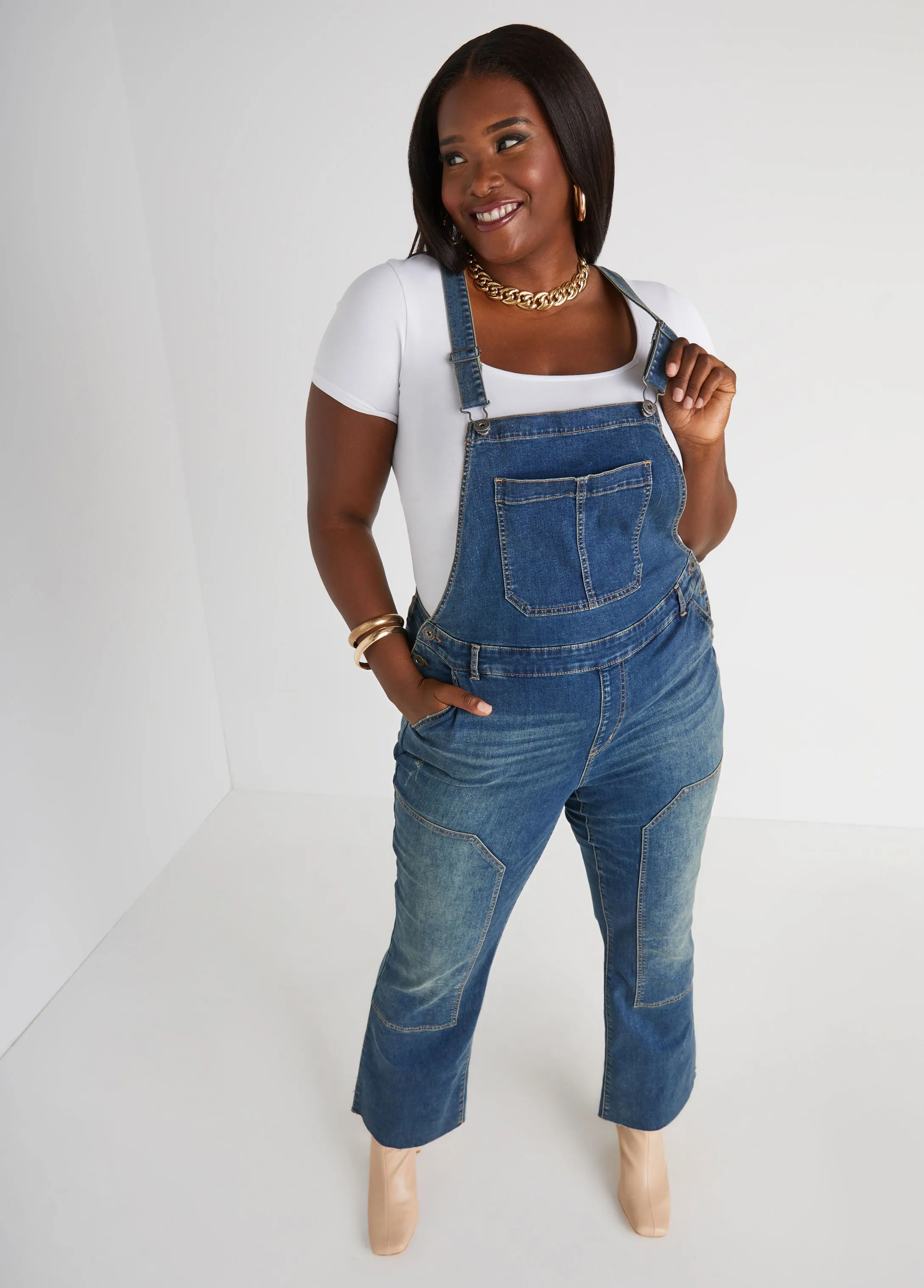 Bootcut Denim Overalls sold by Ashley Stewart product image thumbnail 3