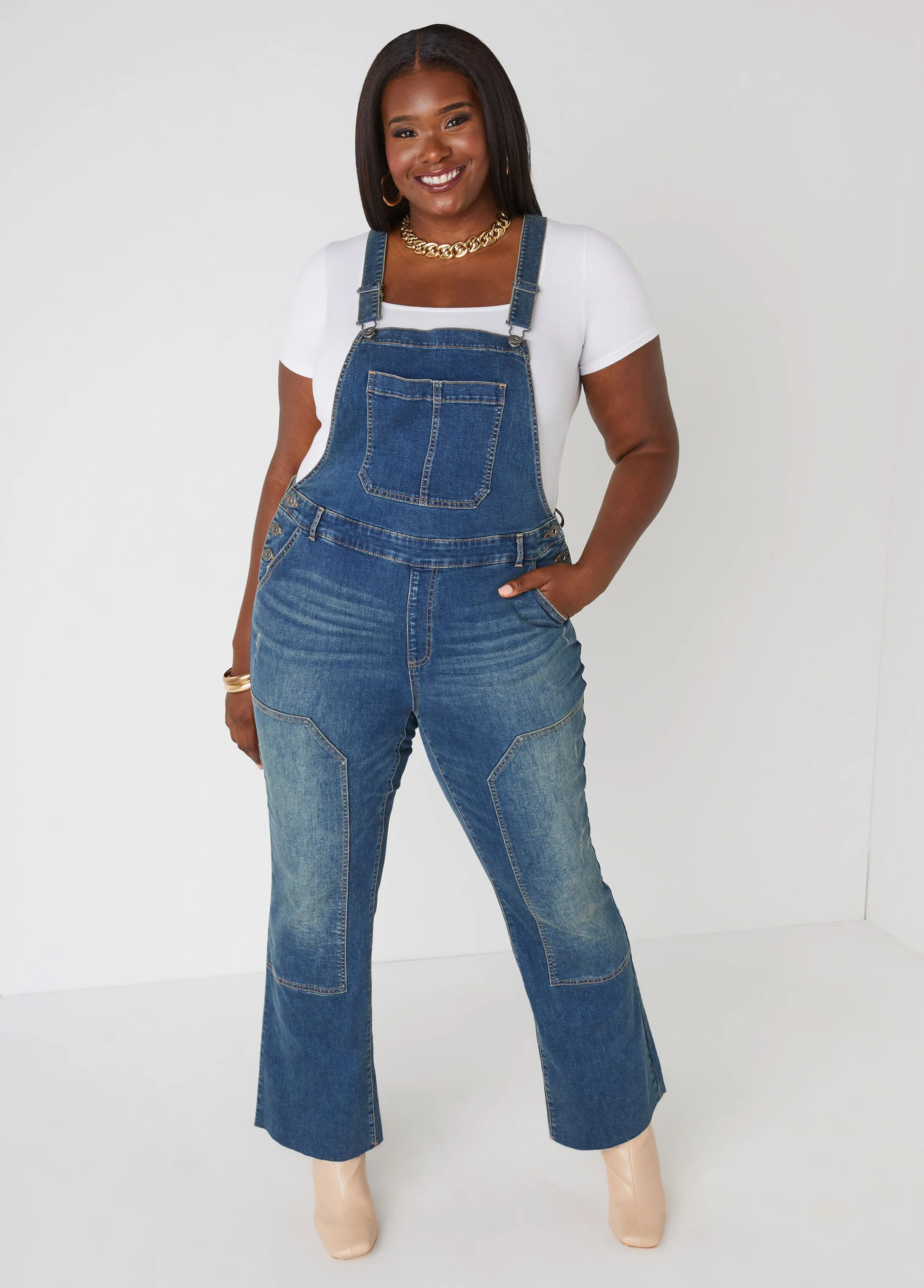 Bootcut Denim Overalls sold by Ashley Stewart