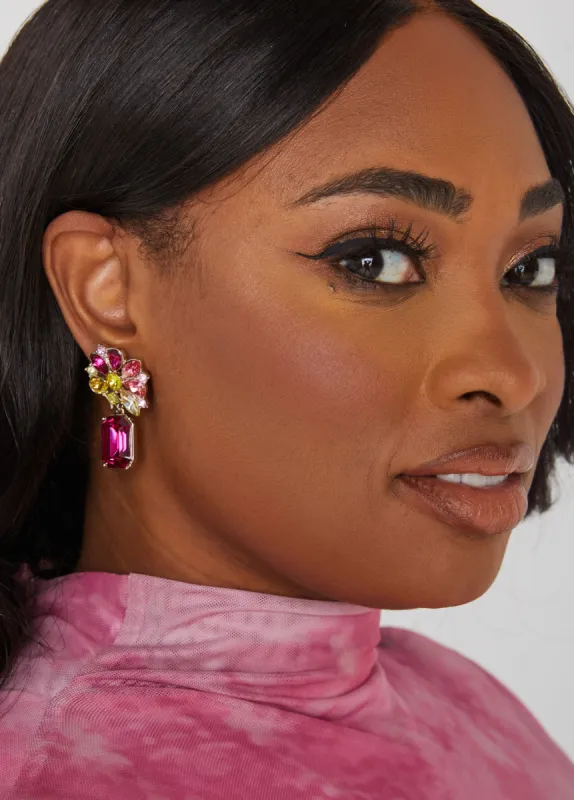 Crystal Flower Drop Earrings sold by Ashley Stewart