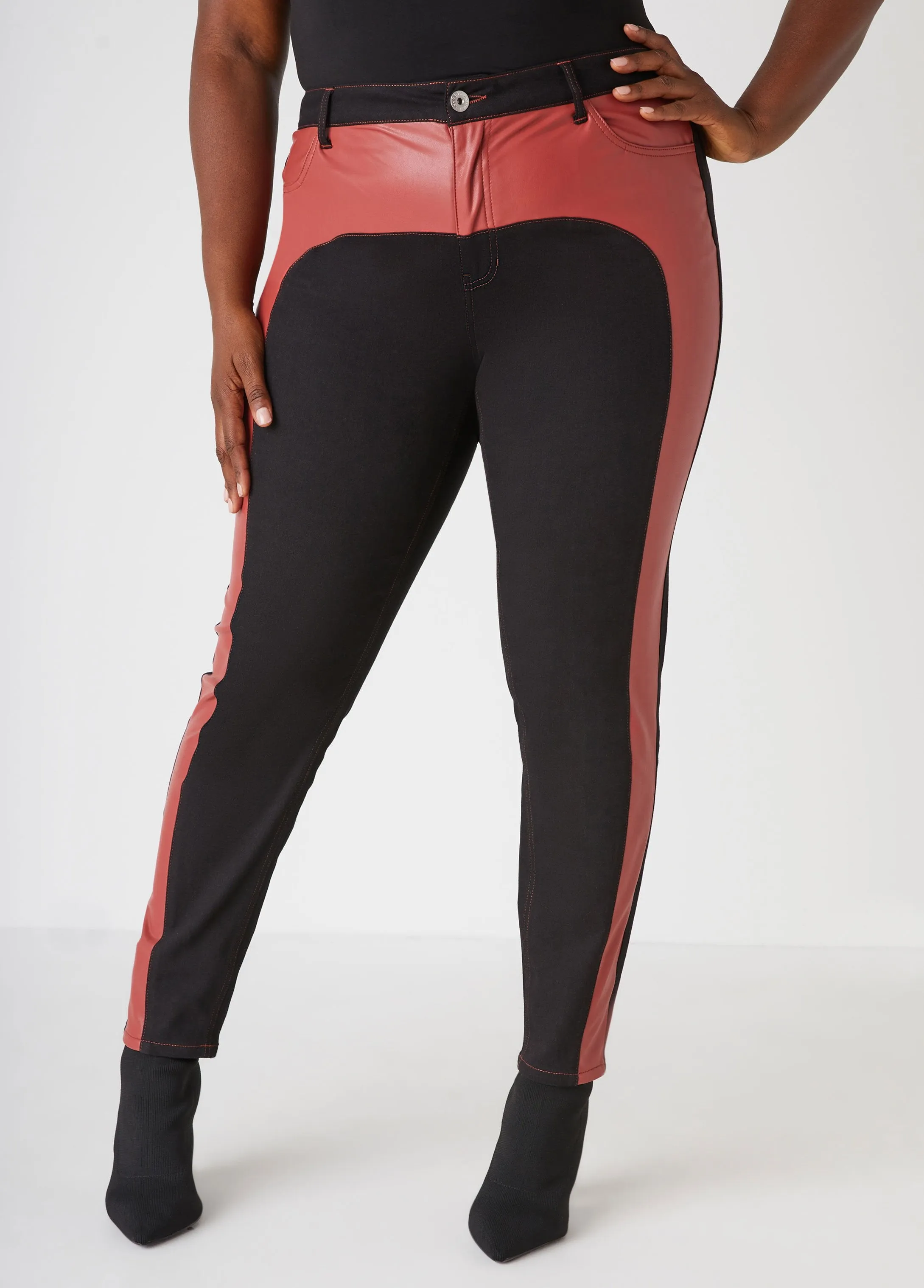 High Rise Paneled Skinny Jeans sold by Ashley Stewart product image thumbnail 3