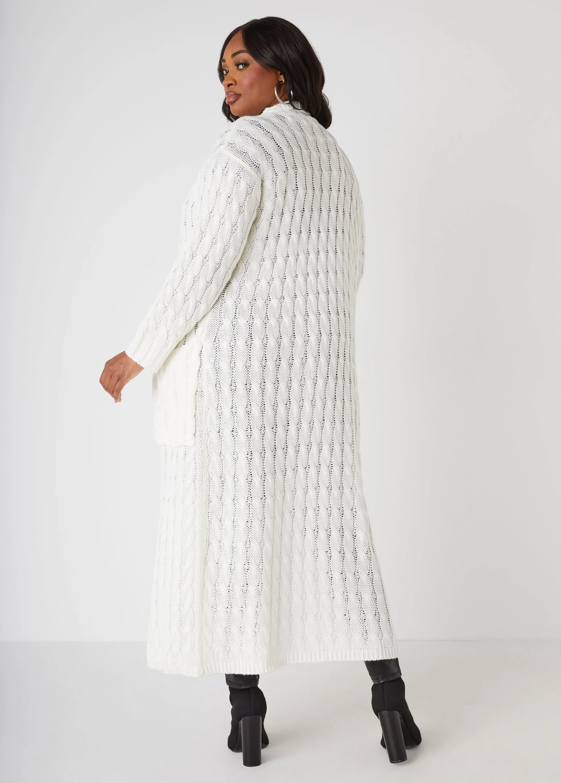 Cable Knit Open Front Duster sold by Ashley Stewart product image thumbnail 5