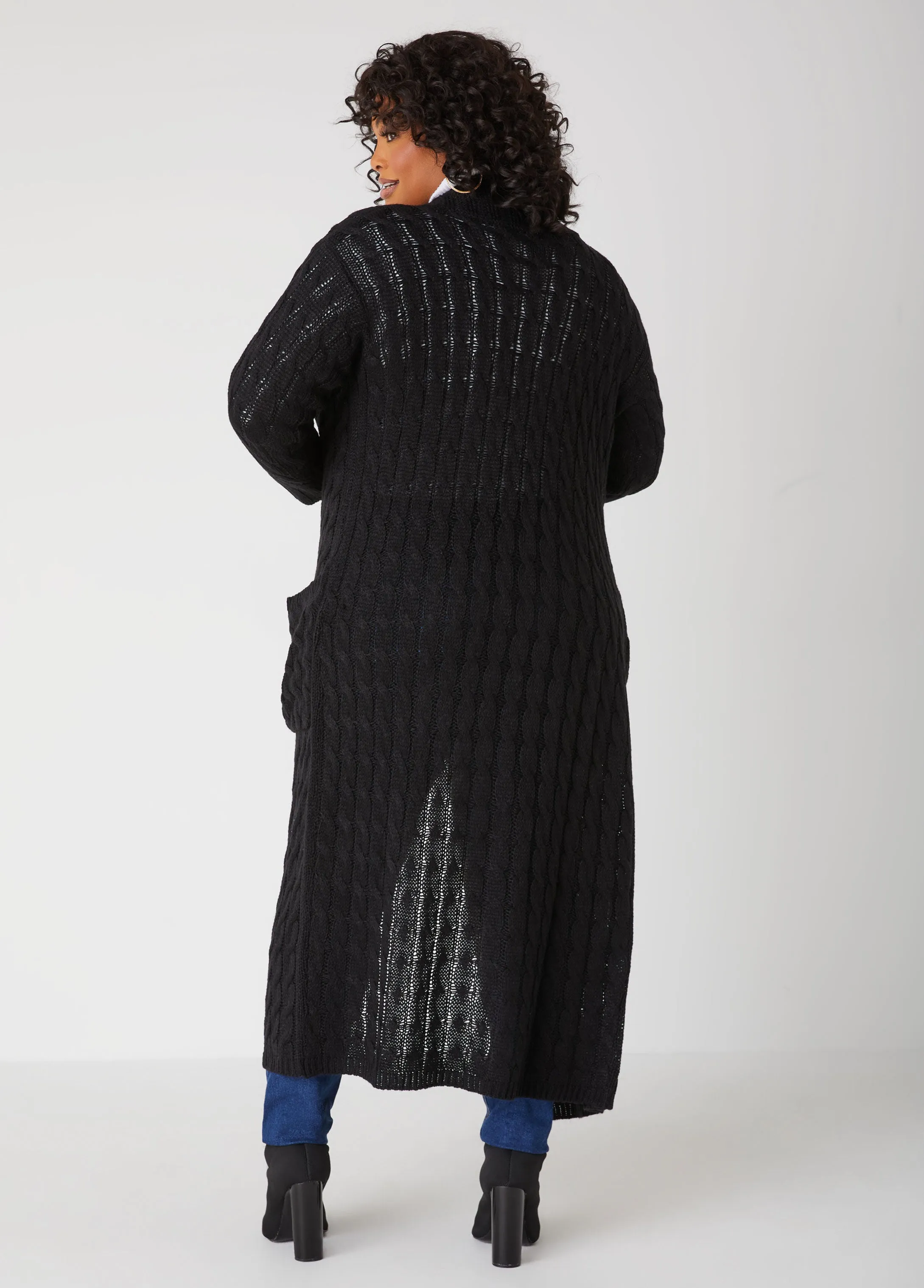 Cable Knit Open Front Duster sold by Ashley Stewart product image thumbnail 2