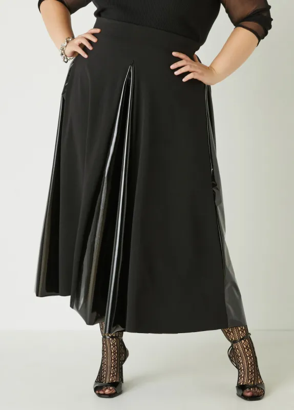 Faux Patent Leather Paneled Skirt sold by Ashley Stewart