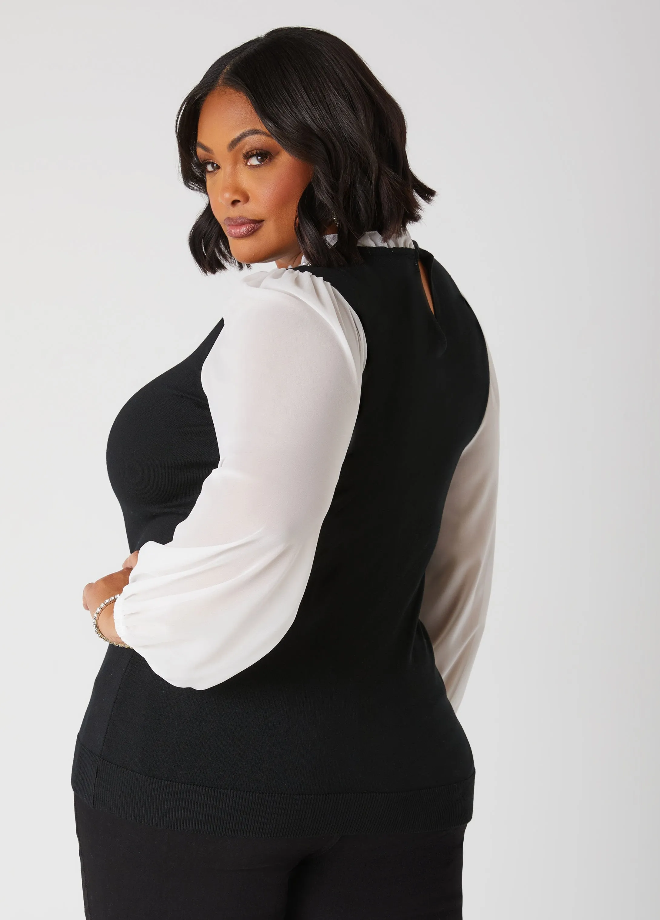 Embellished Paneled Sweater sold by Ashley Stewart product image thumbnail 2