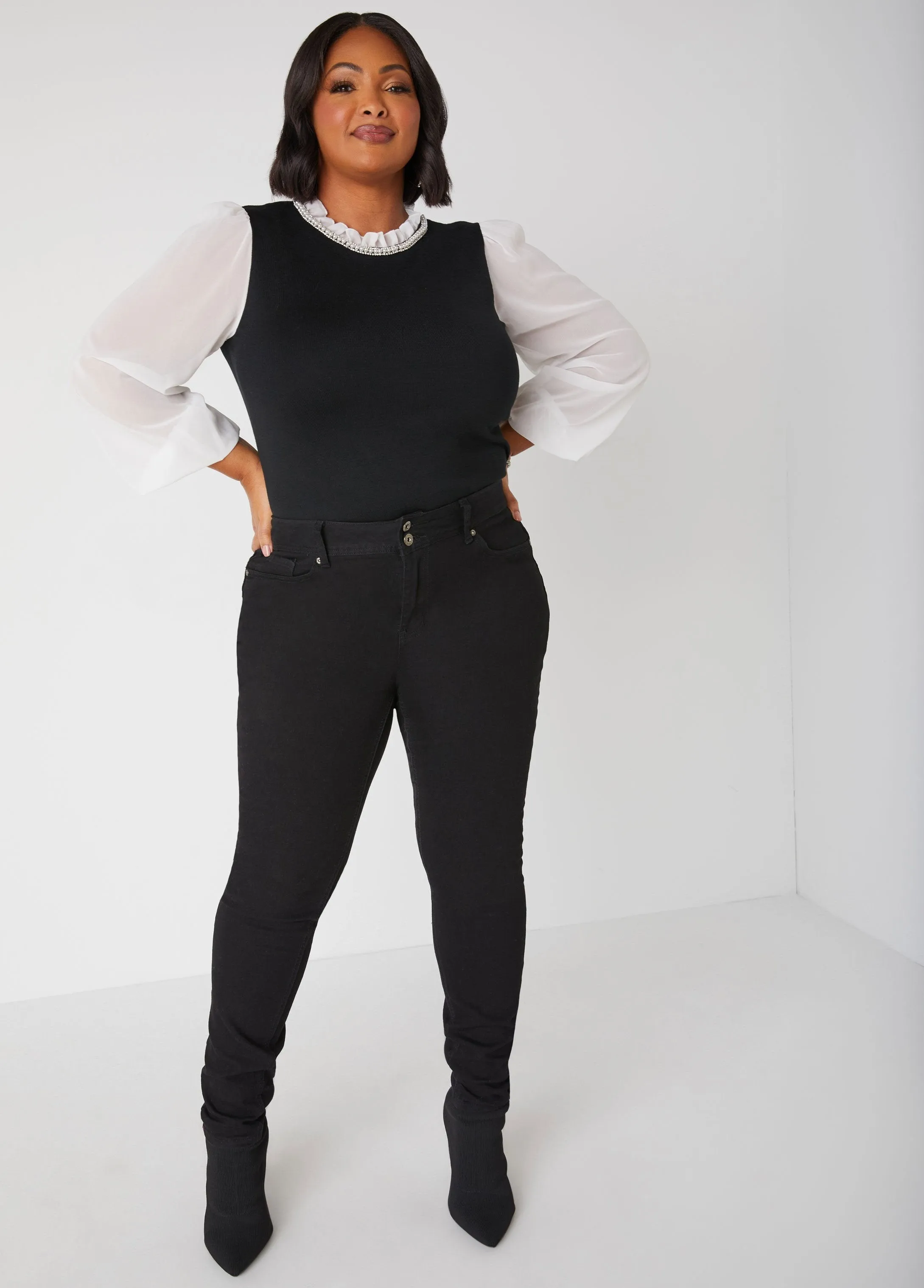 Embellished Paneled Sweater sold by Ashley Stewart product image thumbnail 3