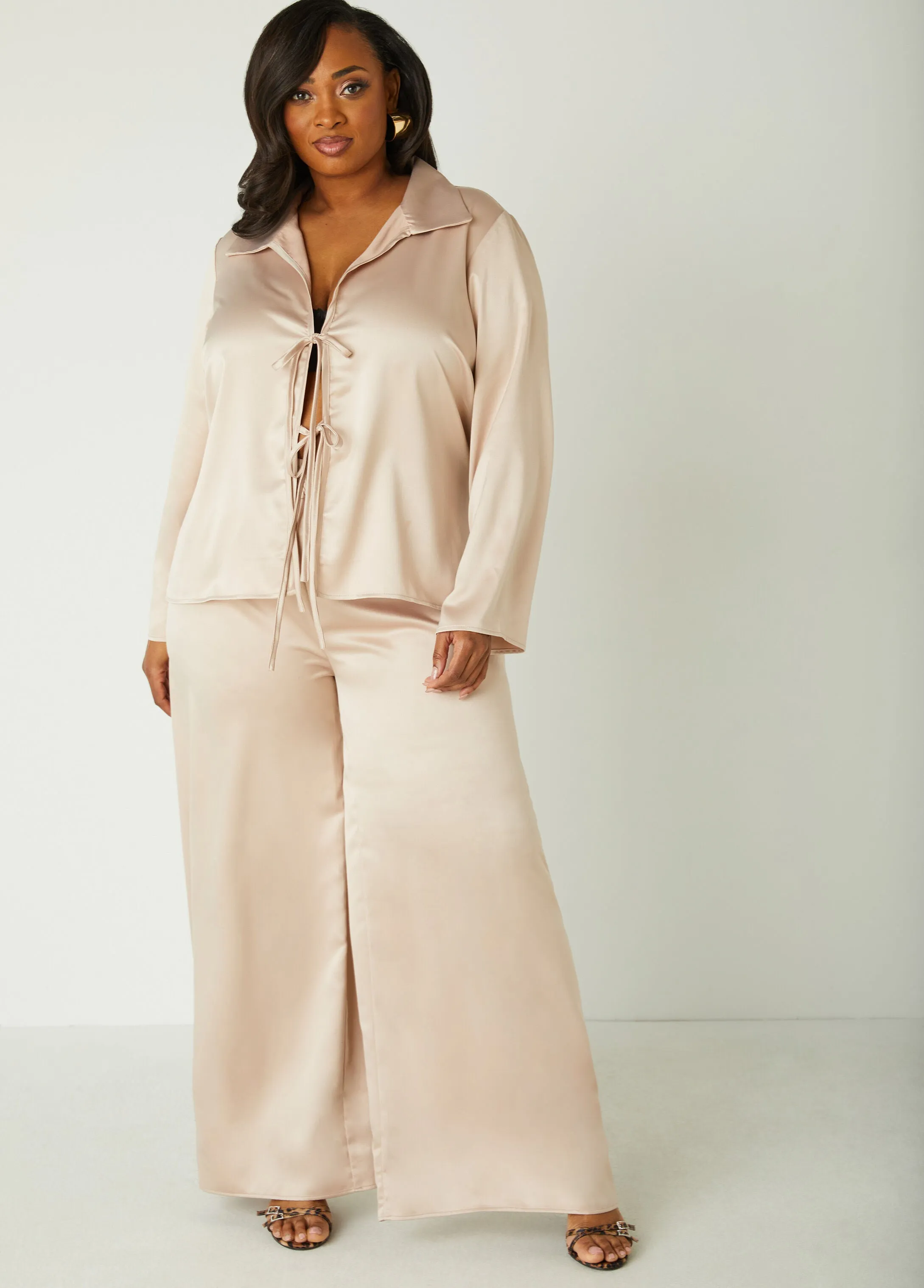 Wide Leg Satin Pants sold by Ashley Stewart product image thumbnail 5