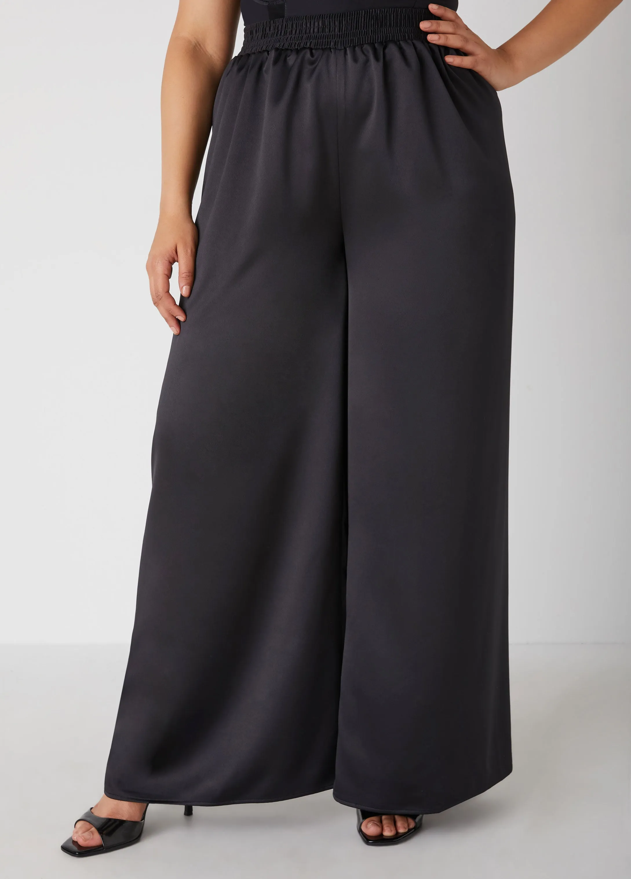 Wide Leg Satin Pants sold by Ashley Stewart product image thumbnail 3