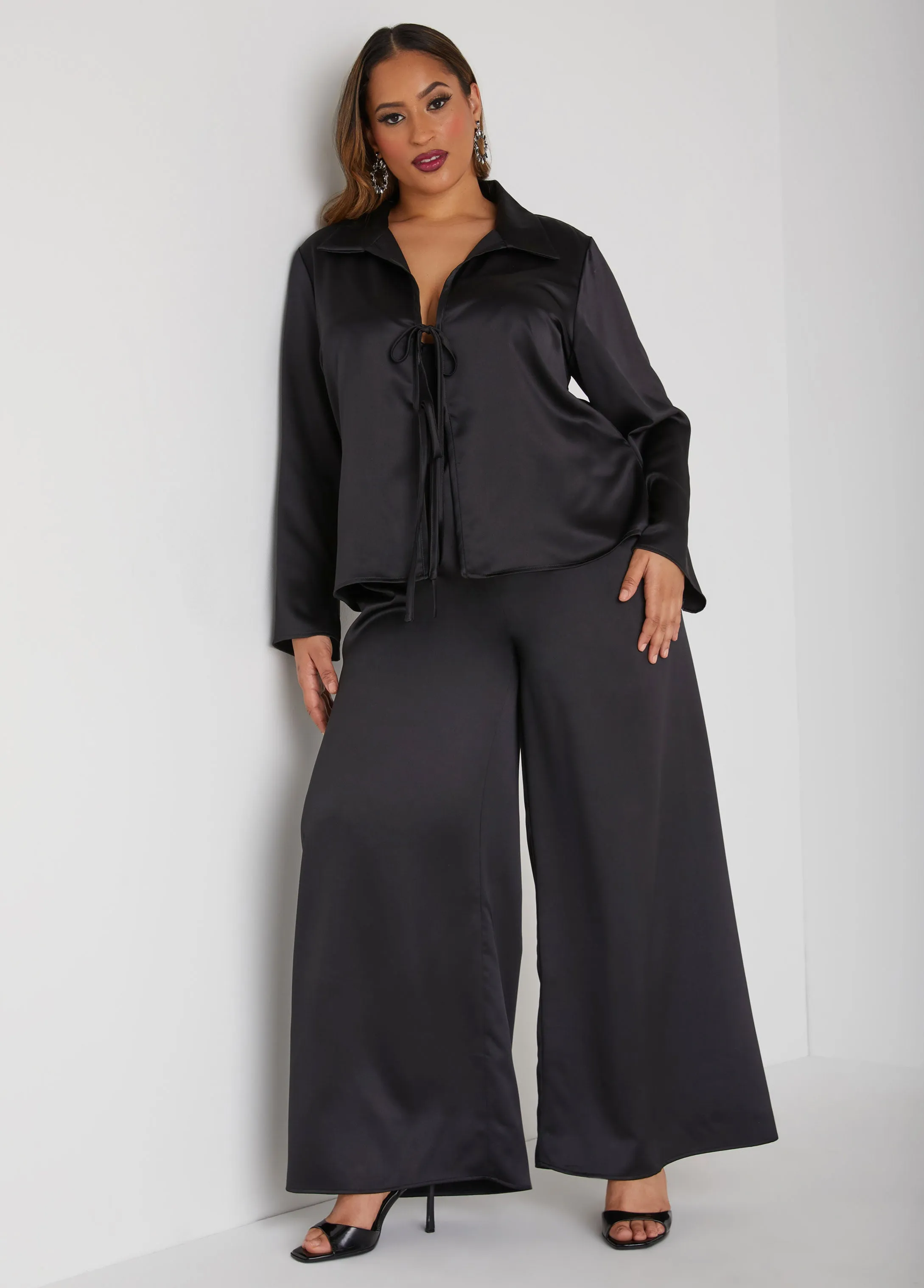Wide Leg Satin Pants sold by Ashley Stewart