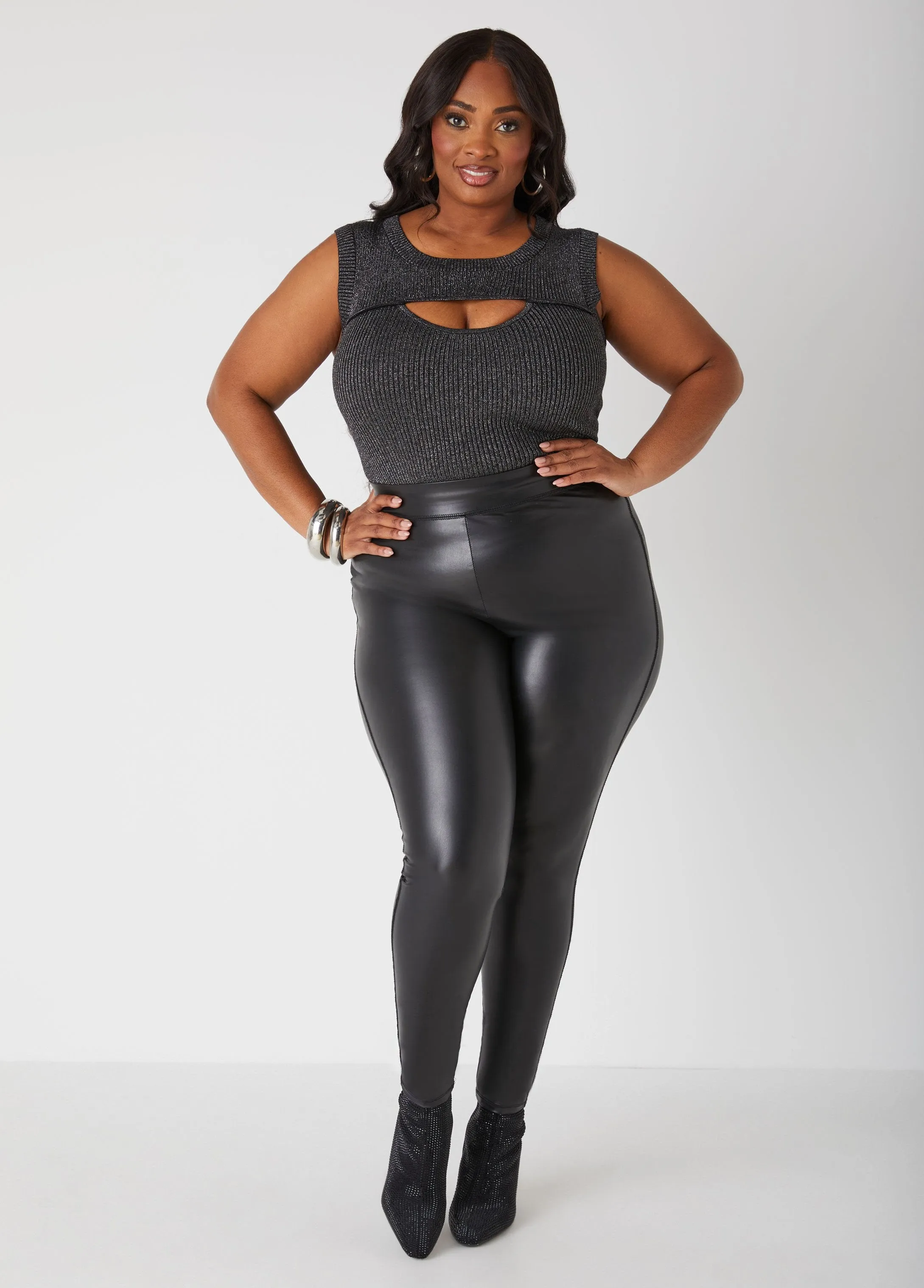 Cutout Lurex™ Ribbed Top sold by Ashley Stewart product image thumbnail 3
