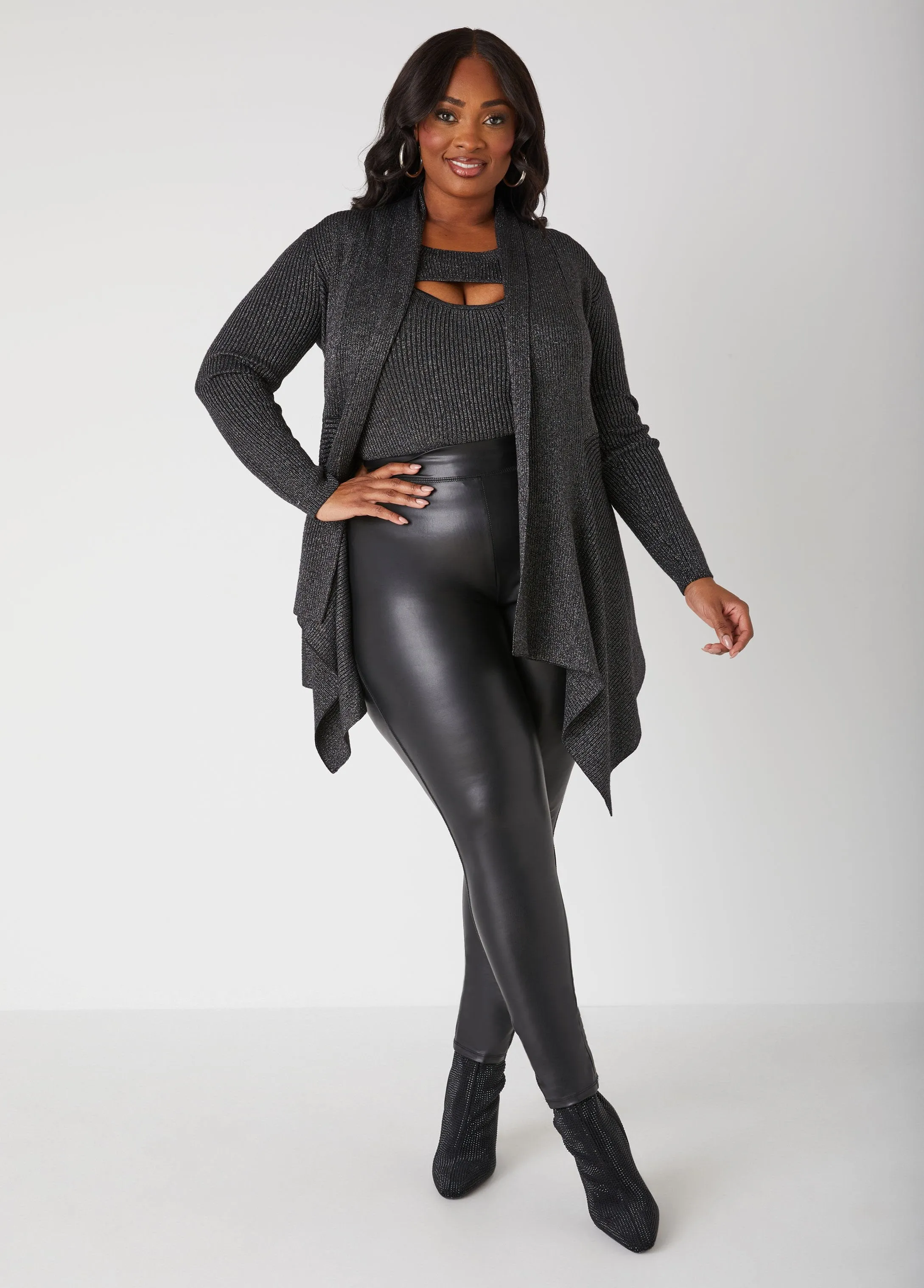 Cutout Lurex™ Ribbed Top sold by Ashley Stewart product image thumbnail 4
