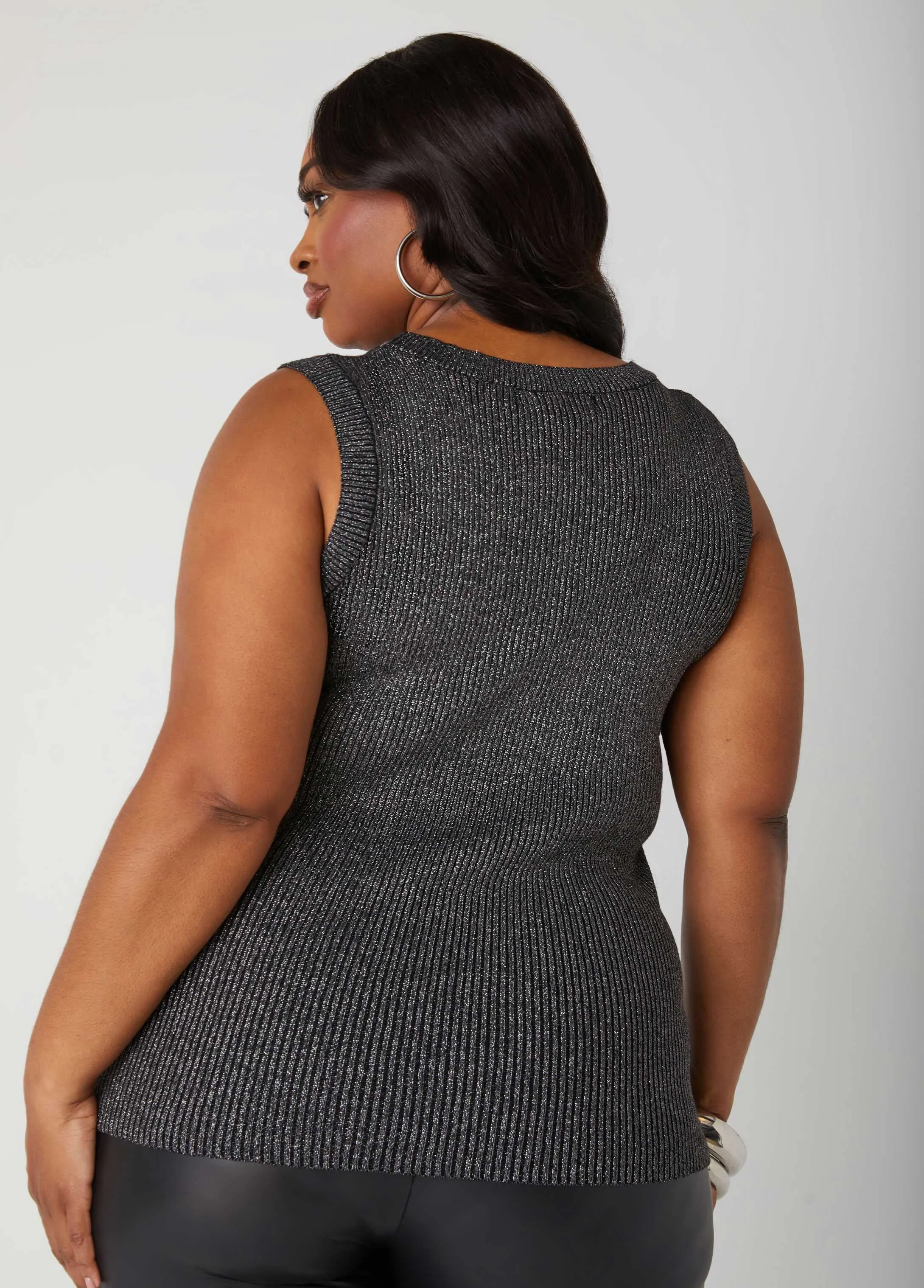 Cutout Lurex™ Ribbed Top sold by Ashley Stewart product image thumbnail 2