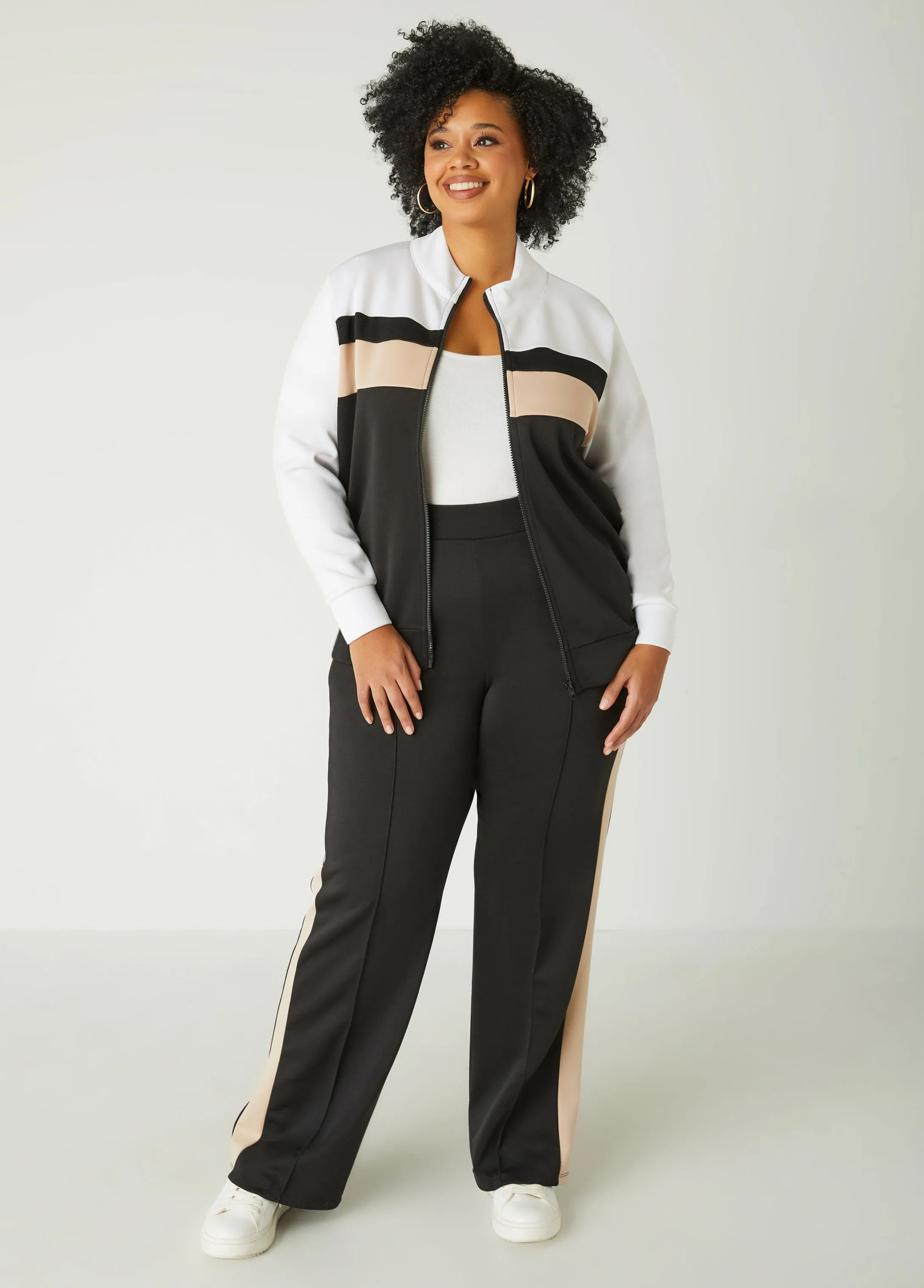 Seamed Striped Track Pants sold by Ashley Stewart
