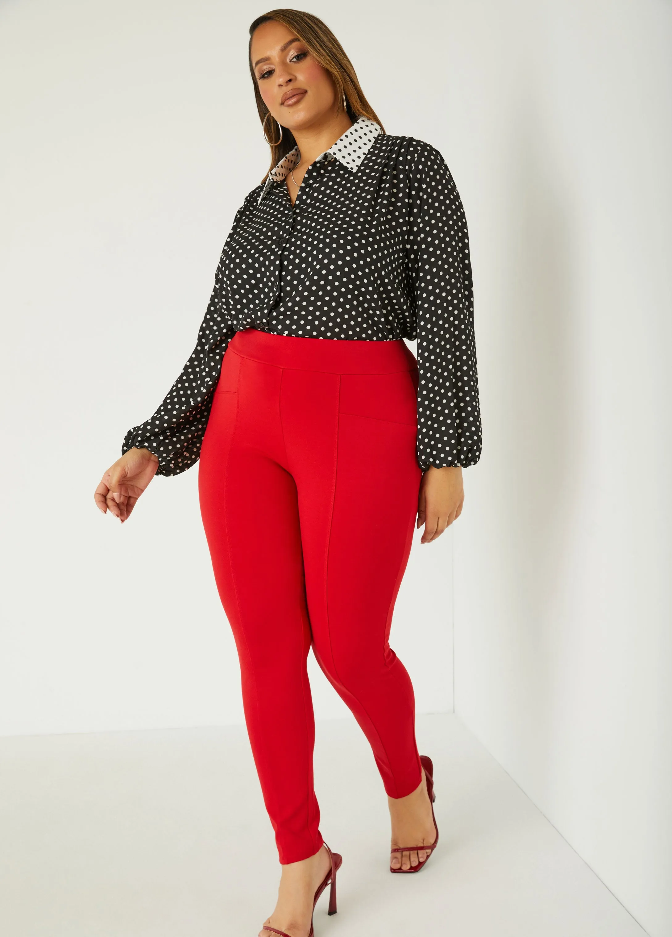 Two Tone Polka Dot Shirt sold by Ashley Stewart product image thumbnail 3