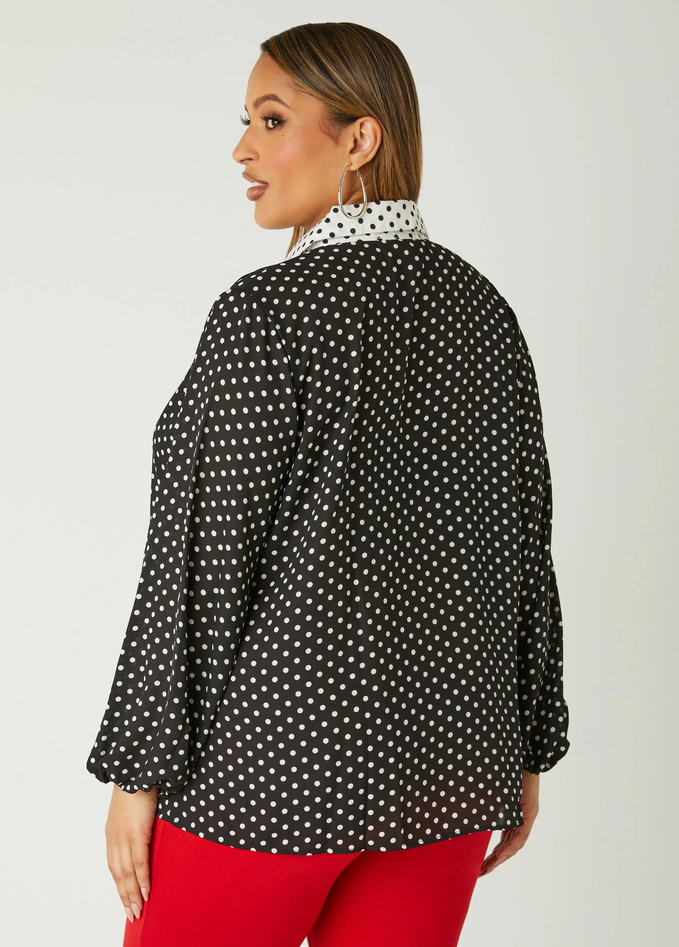 Two Tone Polka Dot Shirt sold by Ashley Stewart product image thumbnail 2