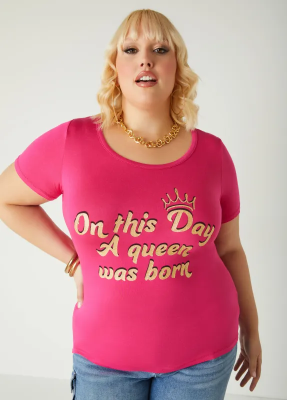 On This Day Glittered Graphic Tee sold by Ashley Stewart