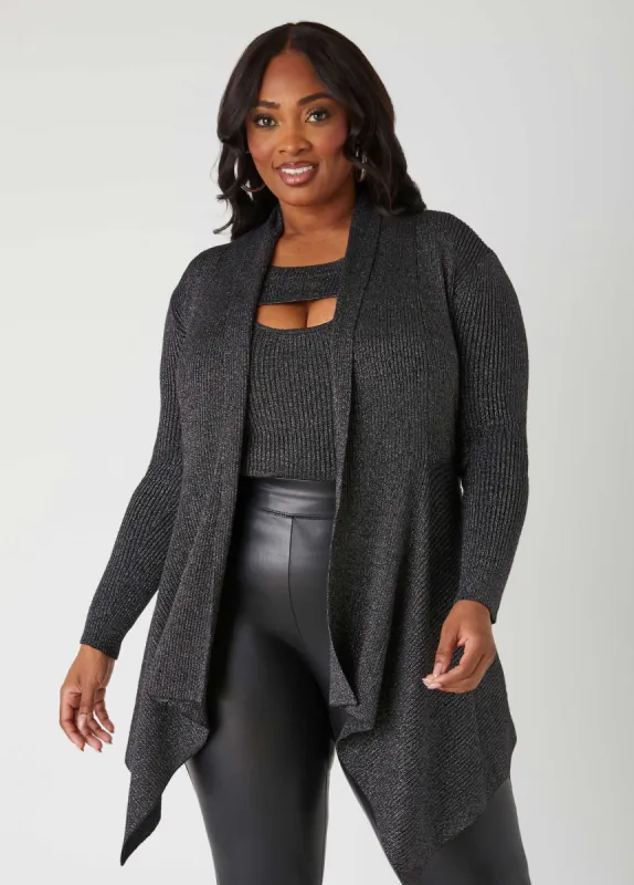 Lurex™ Ribbed Cardigan sold by Ashley Stewart
