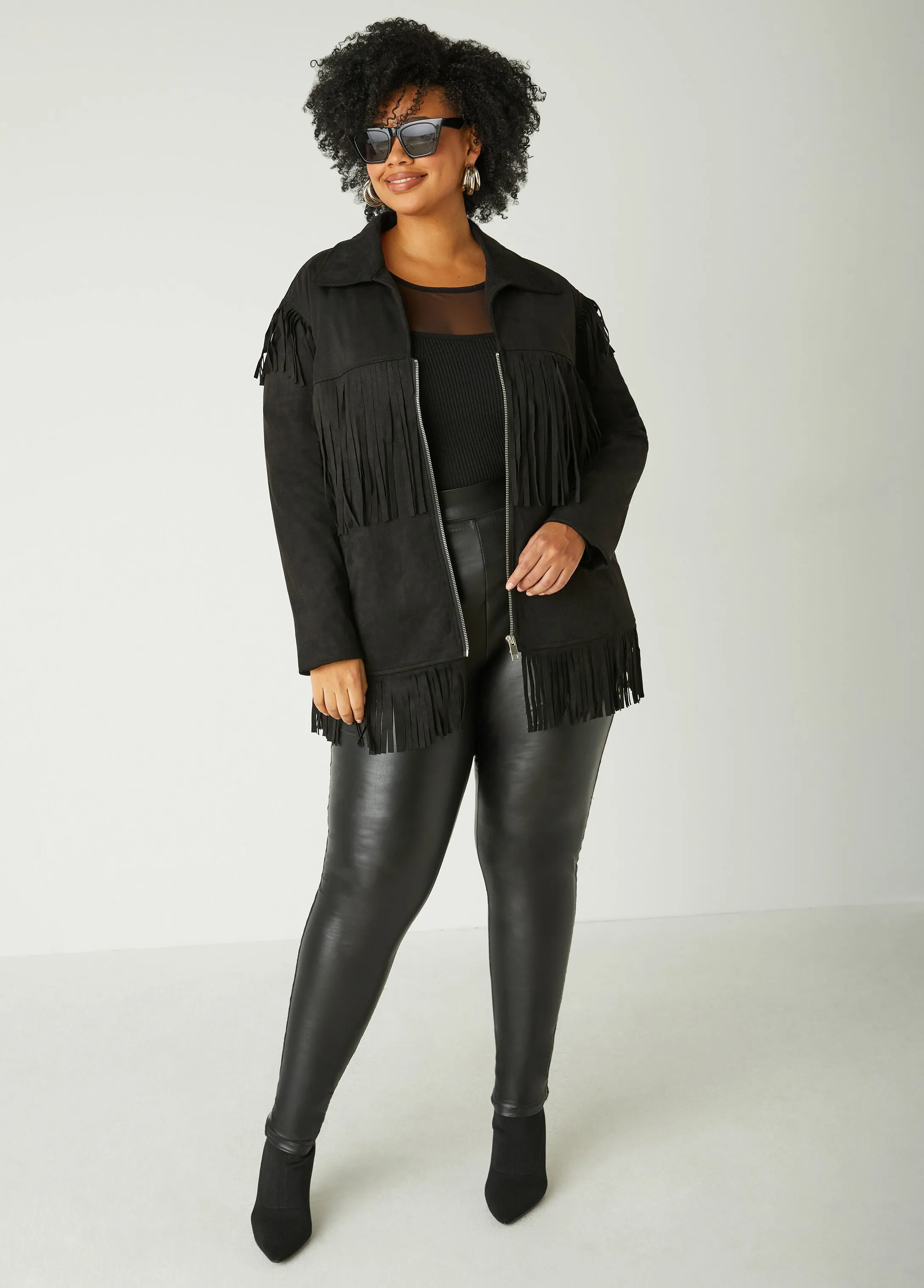 Fringed Faux Suede Jacket sold by Ashley Stewart product image thumbnail 4