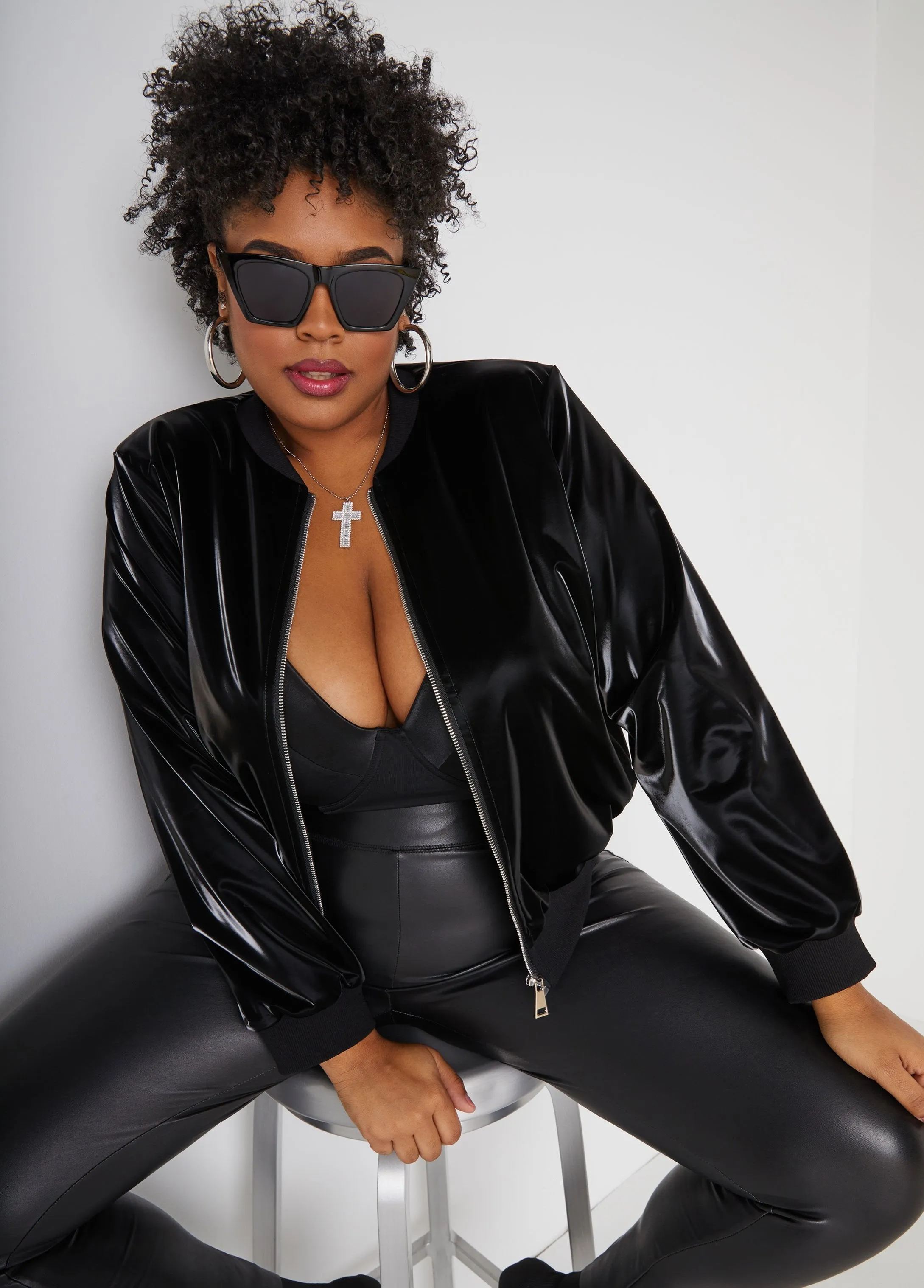 Liquid Bomber Jacket sold by Ashley Stewart product image thumbnail 4