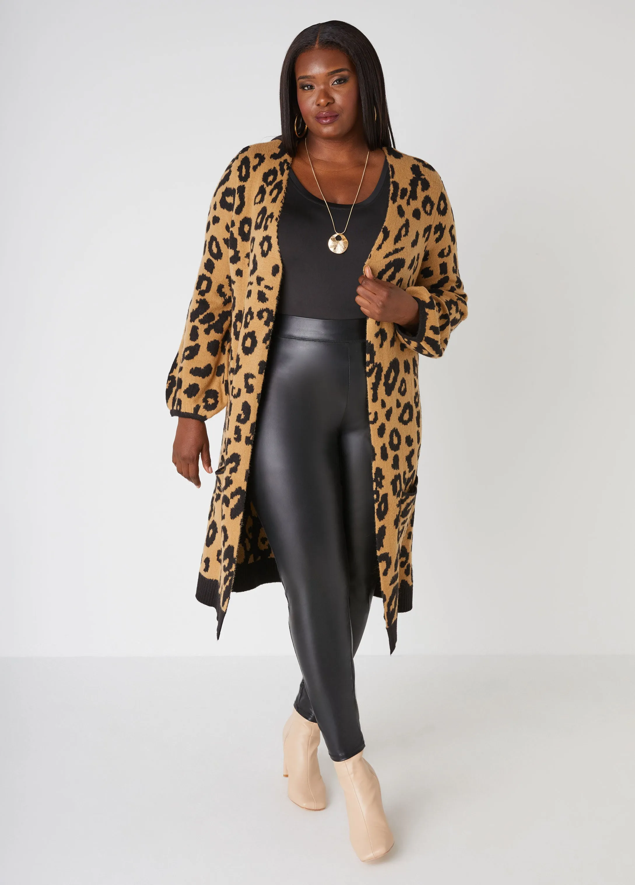 Leopard Jacquard Cardigan sold by Ashley Stewart