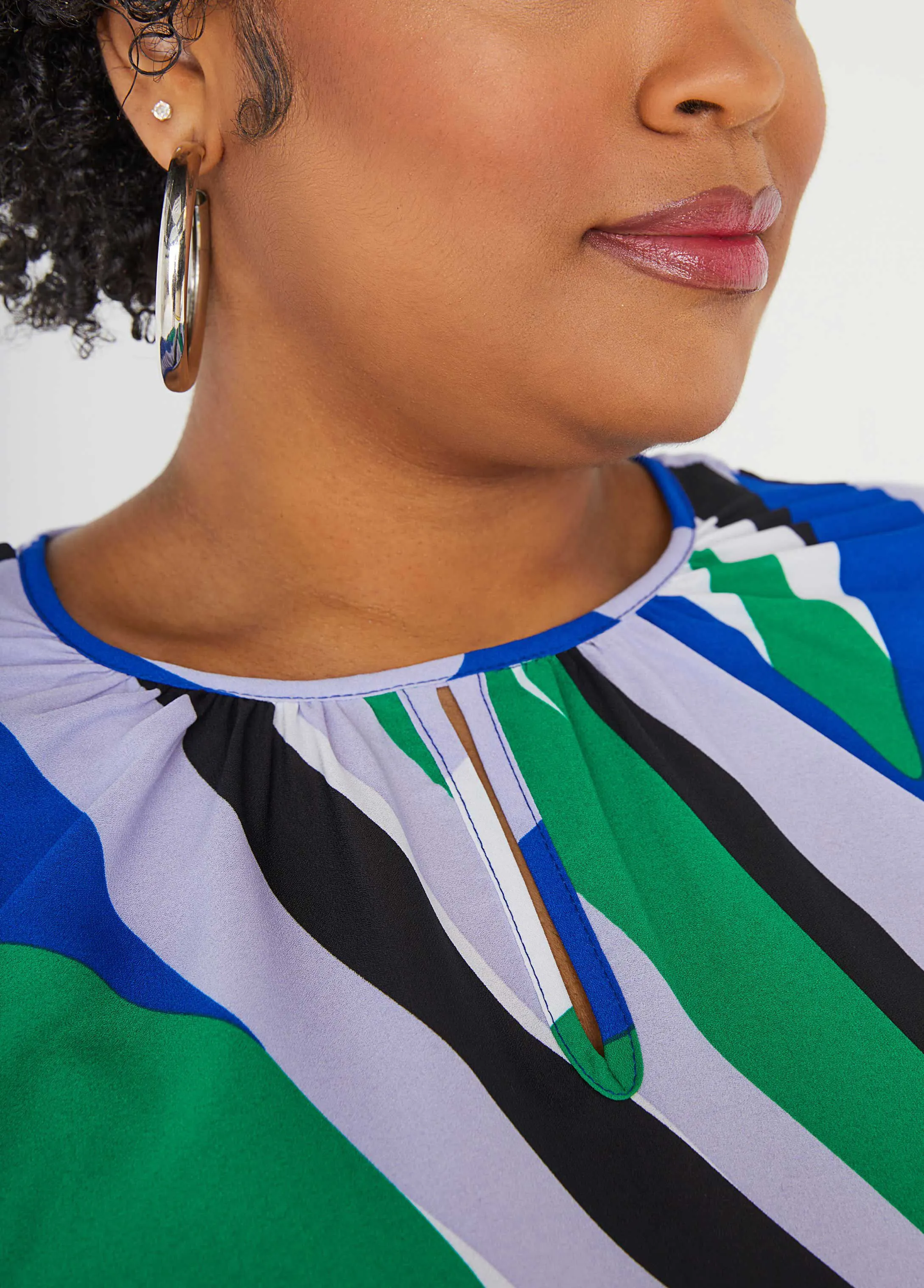 Tie Front Swirl Print Blouse sold by Ashley Stewart product image thumbnail 3