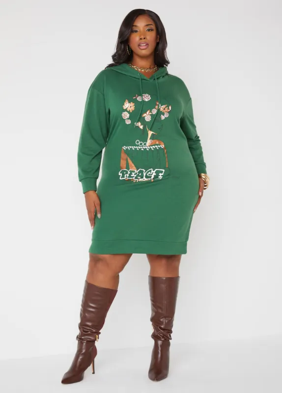 Sheila Gray Peace Graphic Dress sold by Ashley Stewart