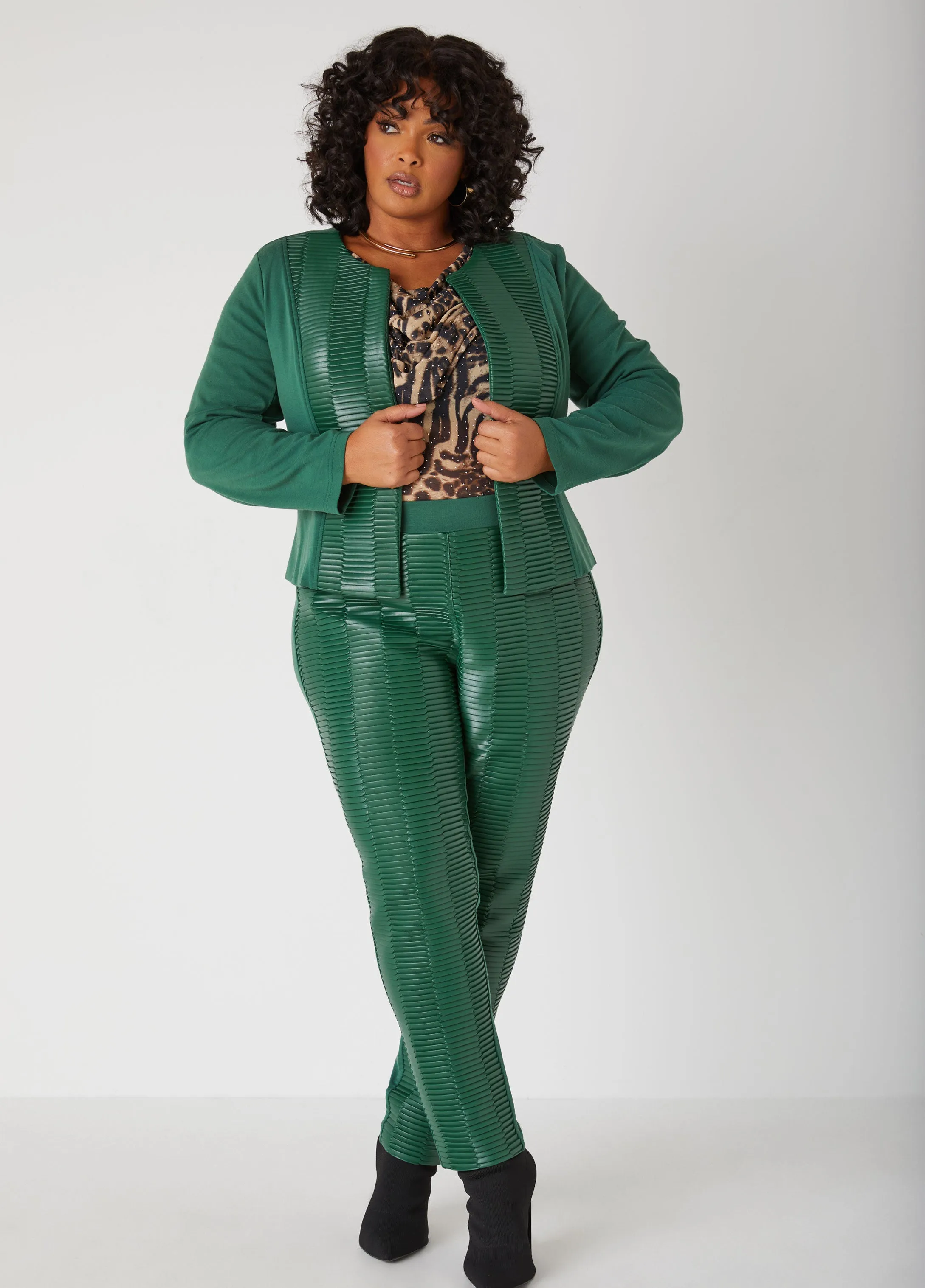 Pleated Faux Leather Ponte Leggings sold by Ashley Stewart