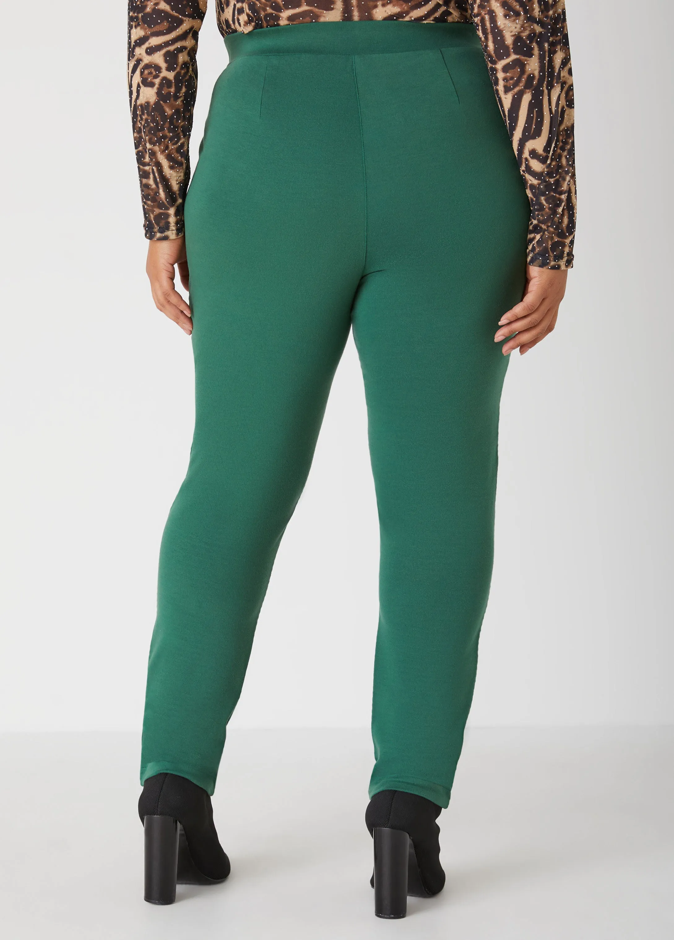 Pleated Faux Leather Ponte Leggings sold by Ashley Stewart product image thumbnail 2