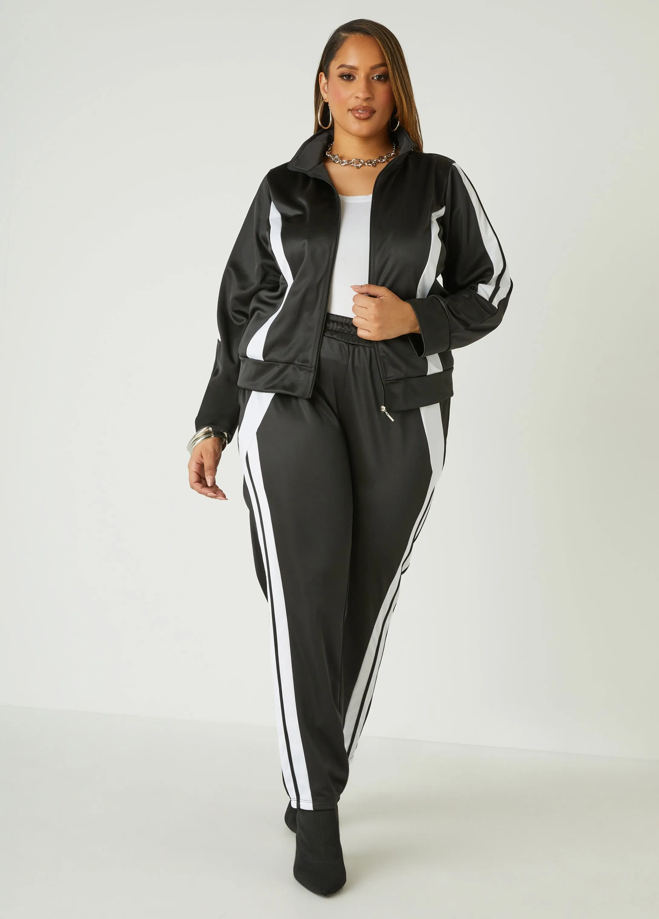 Stripe Trimmed Track Pants sold by Ashley Stewart