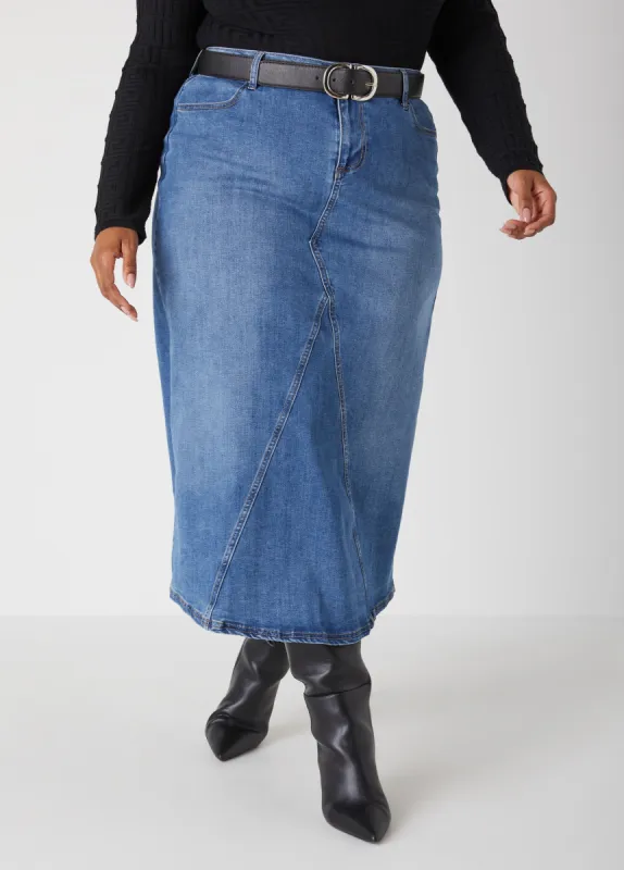 Seam Detailed Denim Midaxi Skirt sold by Ashley Stewart