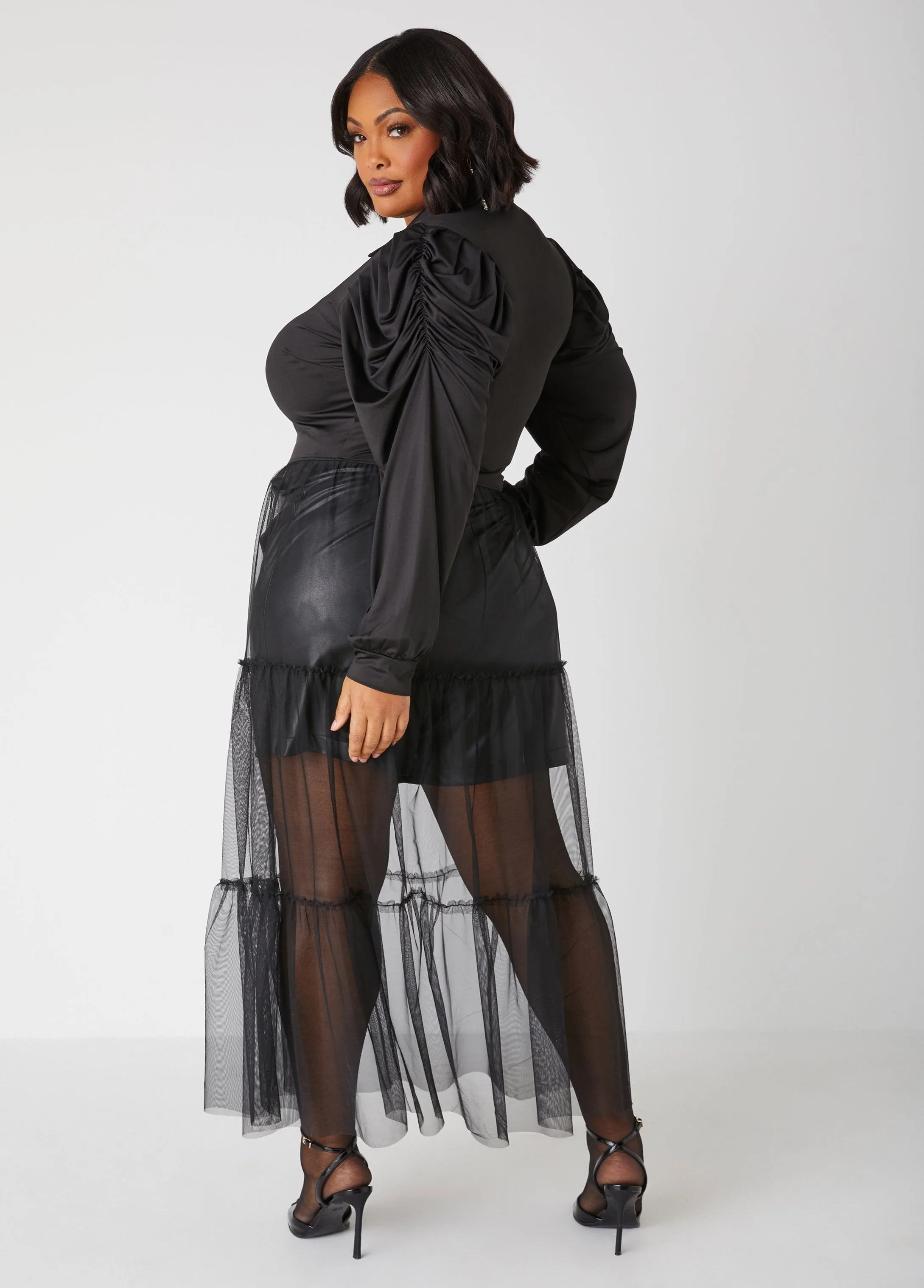 Pleated Tulle Paneled Duster sold by Ashley Stewart product image thumbnail 2