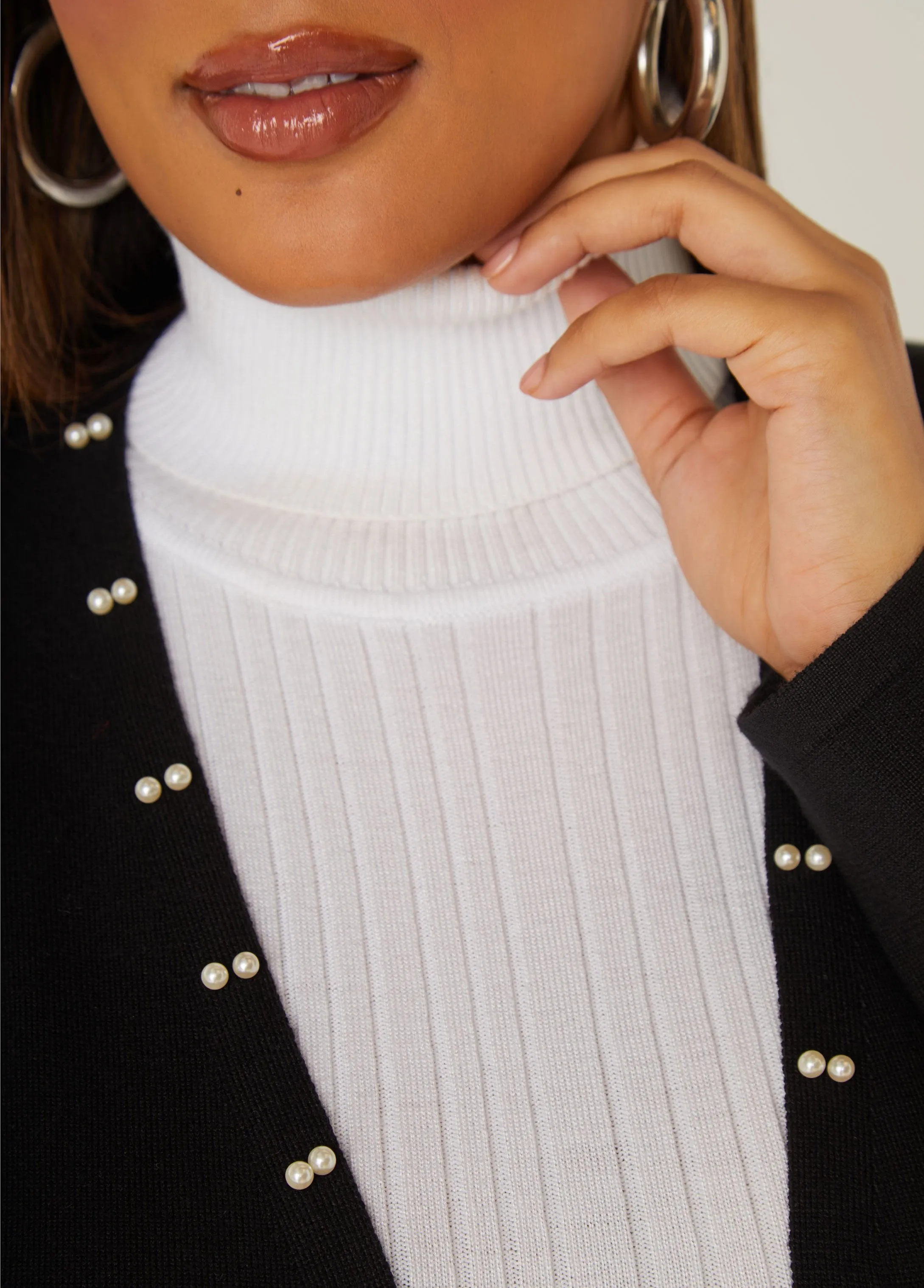 Faux Pearl Cardigan sold by Ashley Stewart product image thumbnail 4