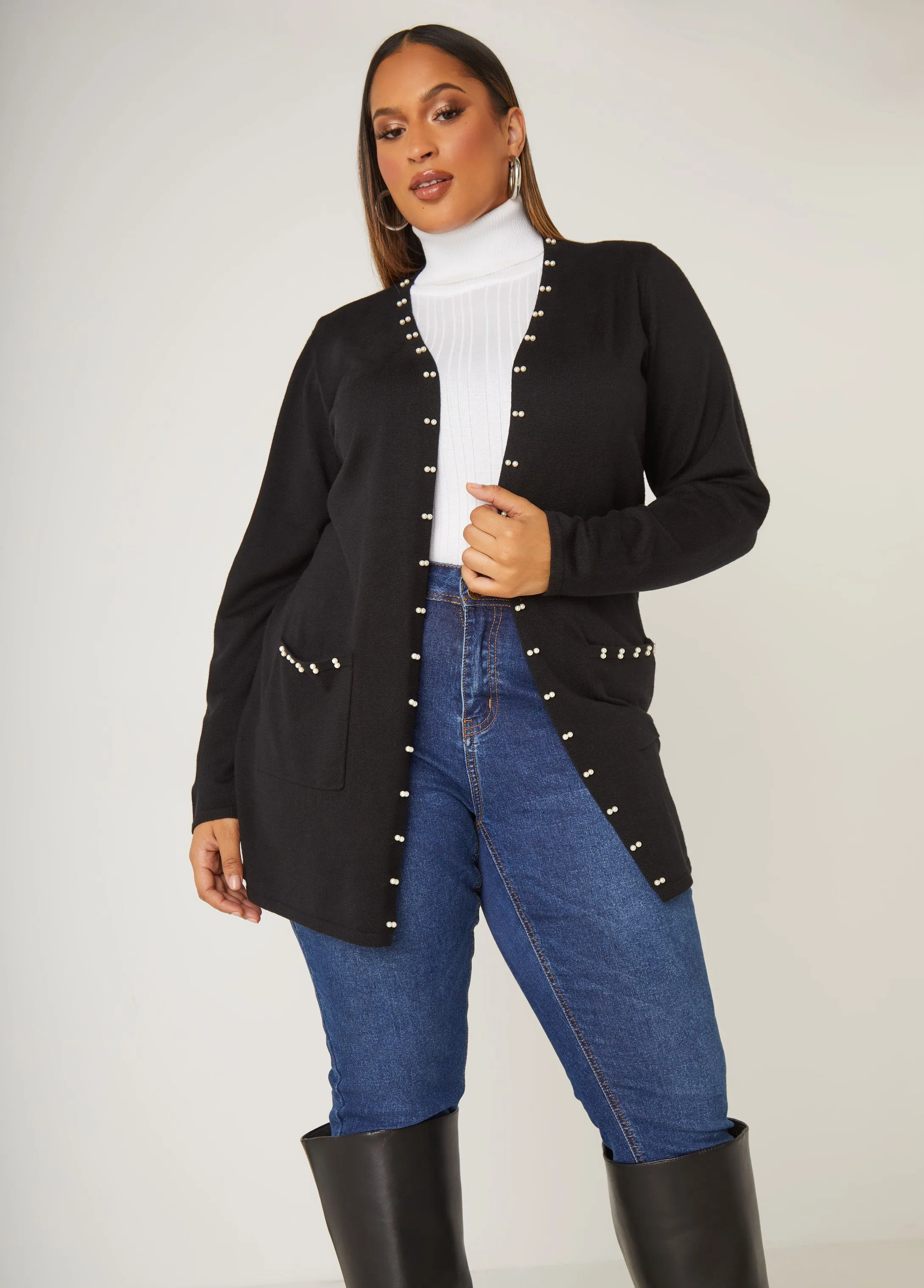 Faux Pearl Cardigan sold by Ashley Stewart