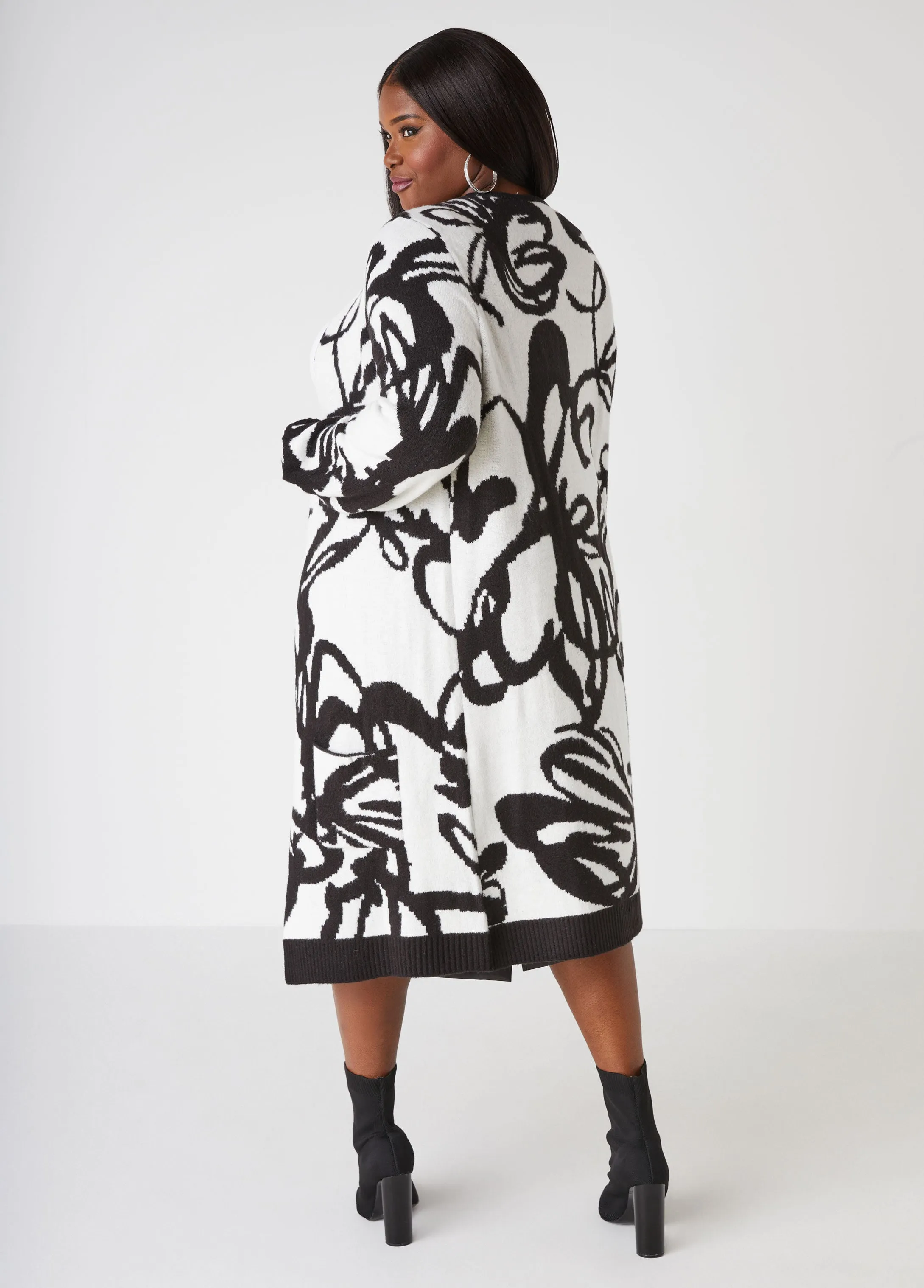 Scribble Jacquard Cardigan sold by Ashley Stewart product image thumbnail 2