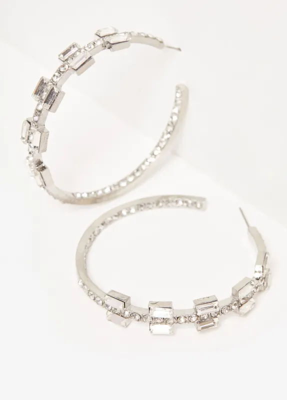 Crystal Embellished Hoop Earrings sold by Ashley Stewart