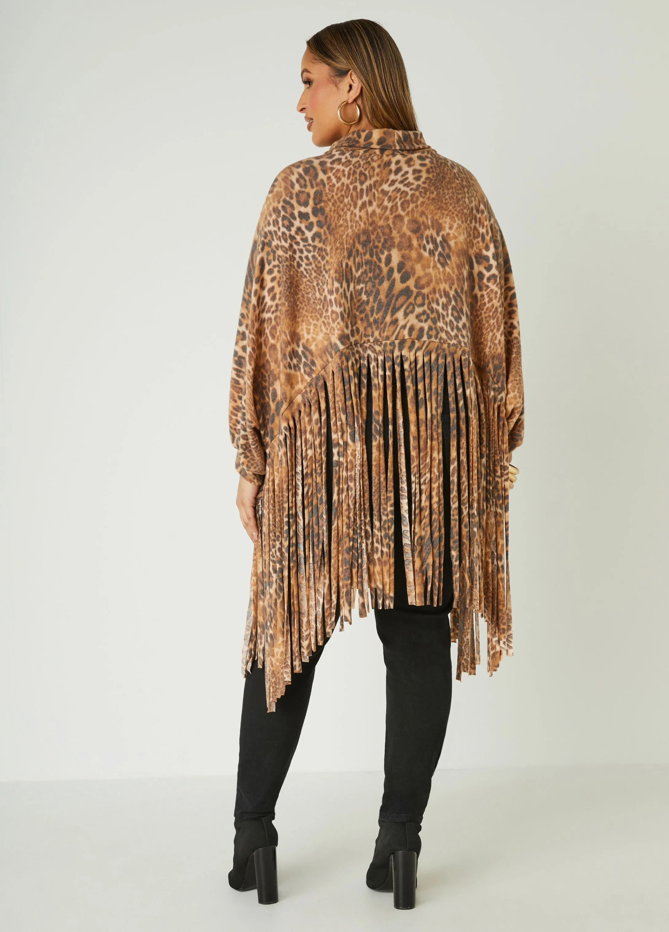 Fringed Animal Print Top sold by Ashley Stewart product image thumbnail 2